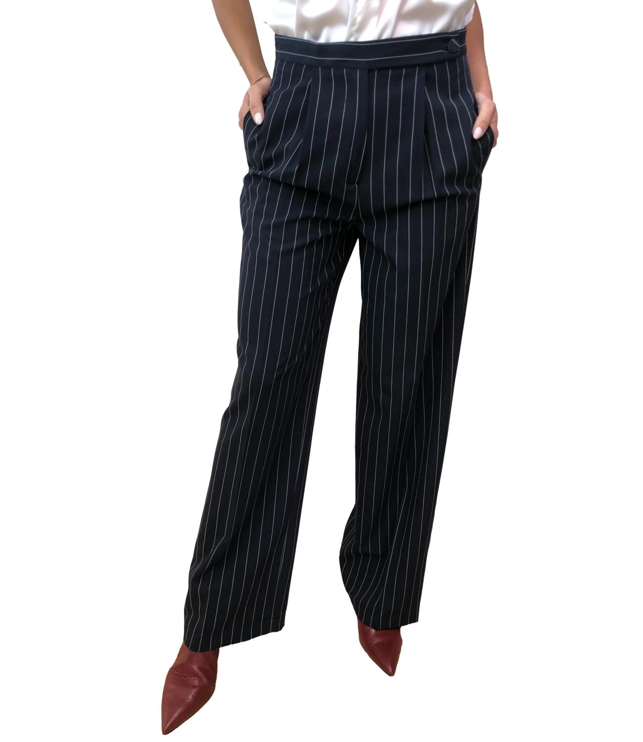 Vicolo Pantalone Blu Gessato Donna