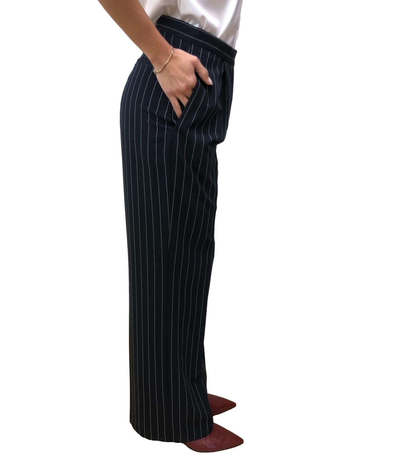 Vicolo Pantalone Blu Gessato Donna