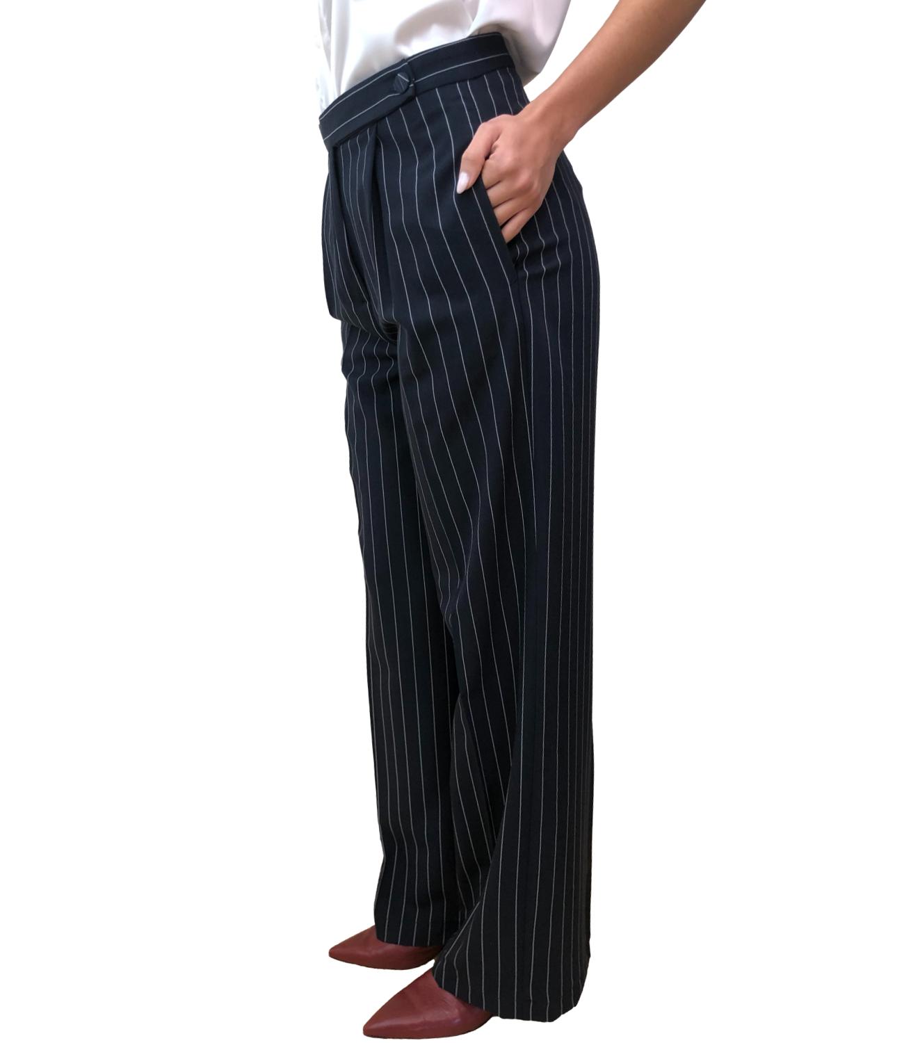 Vicolo Pantalone Blu Gessato Donna