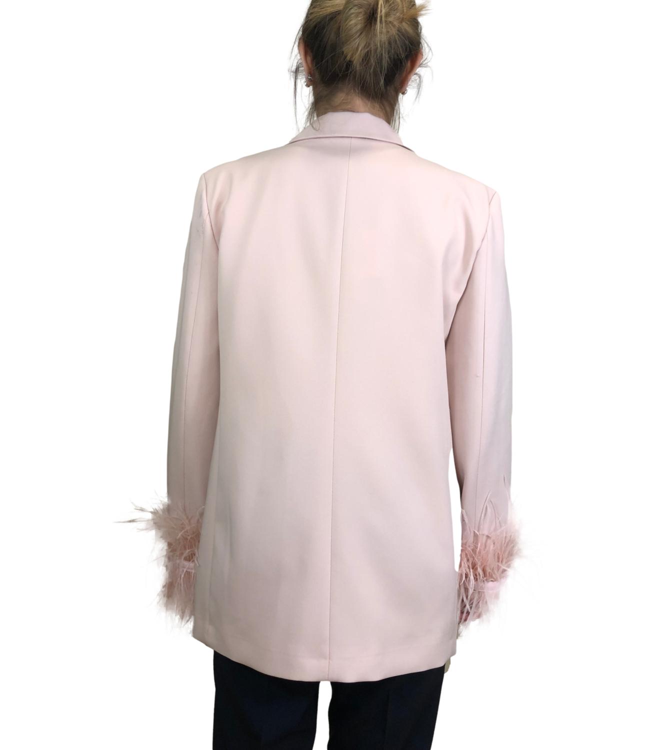 Vicolo giacca con piume rosa cipria donna