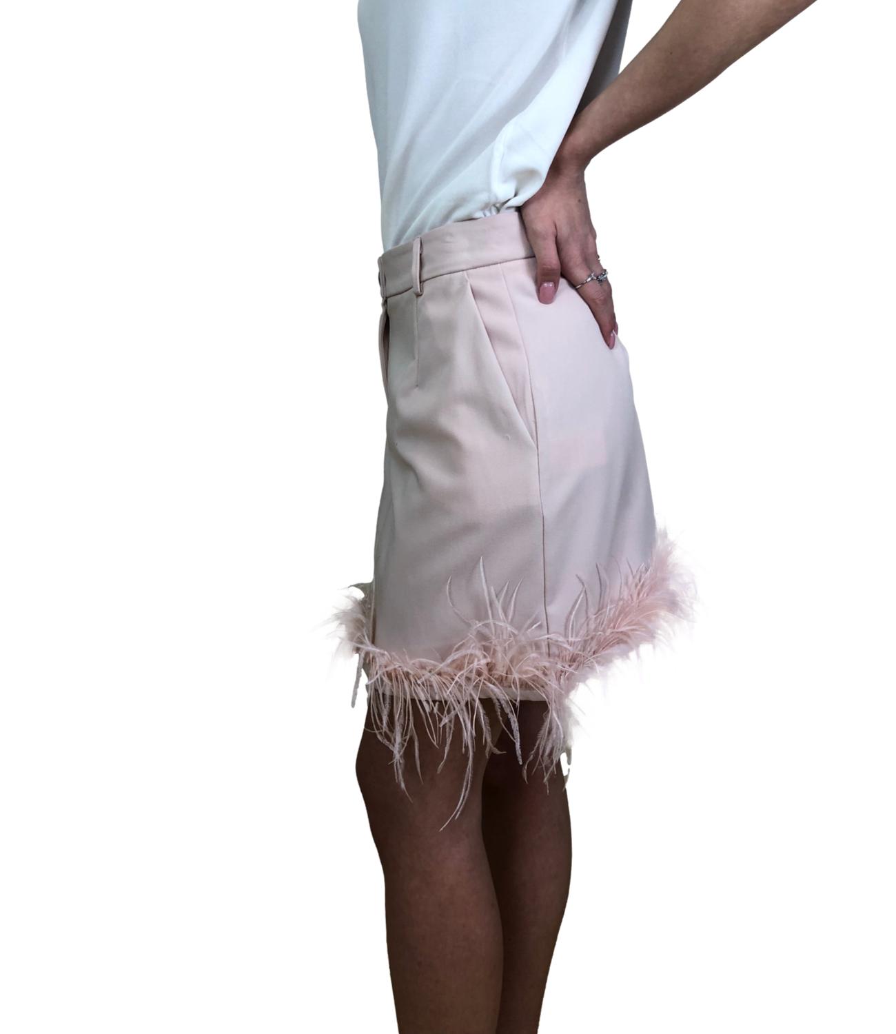 Vicolo gonna con piume rosa cipria donna