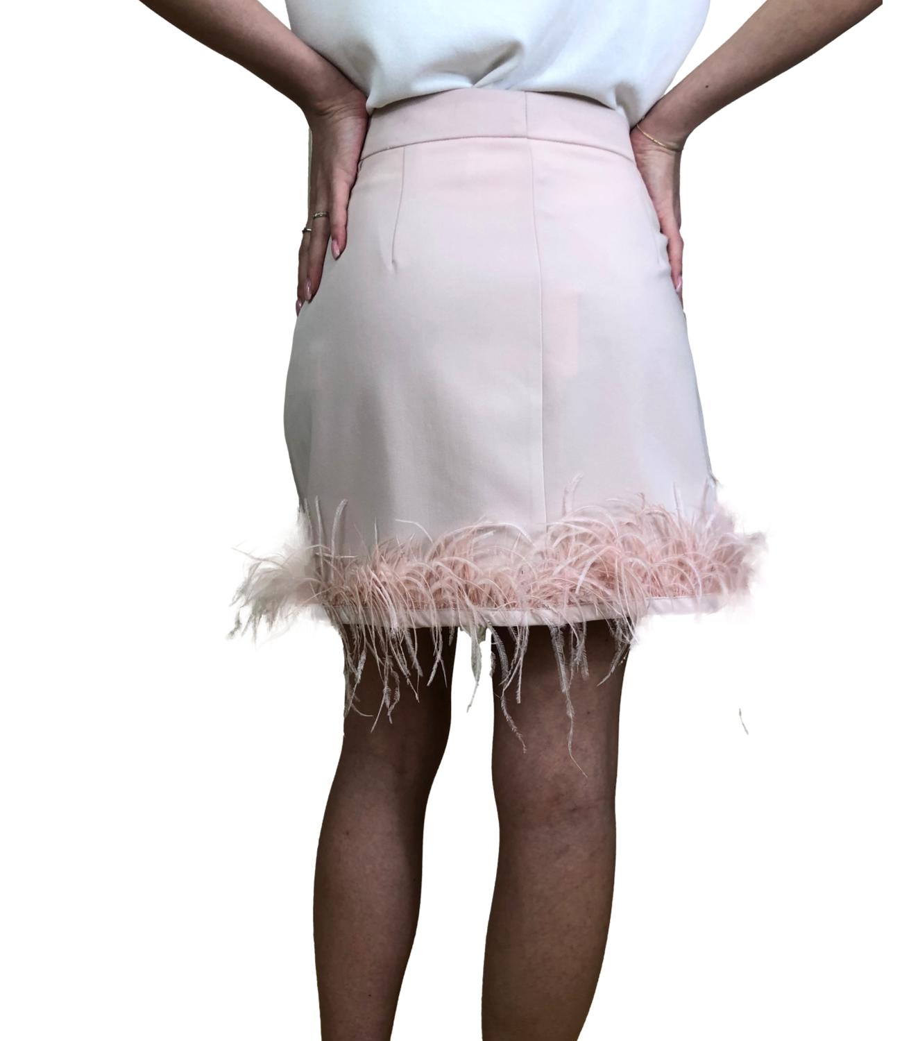 Vicolo gonna con piume rosa cipria donna