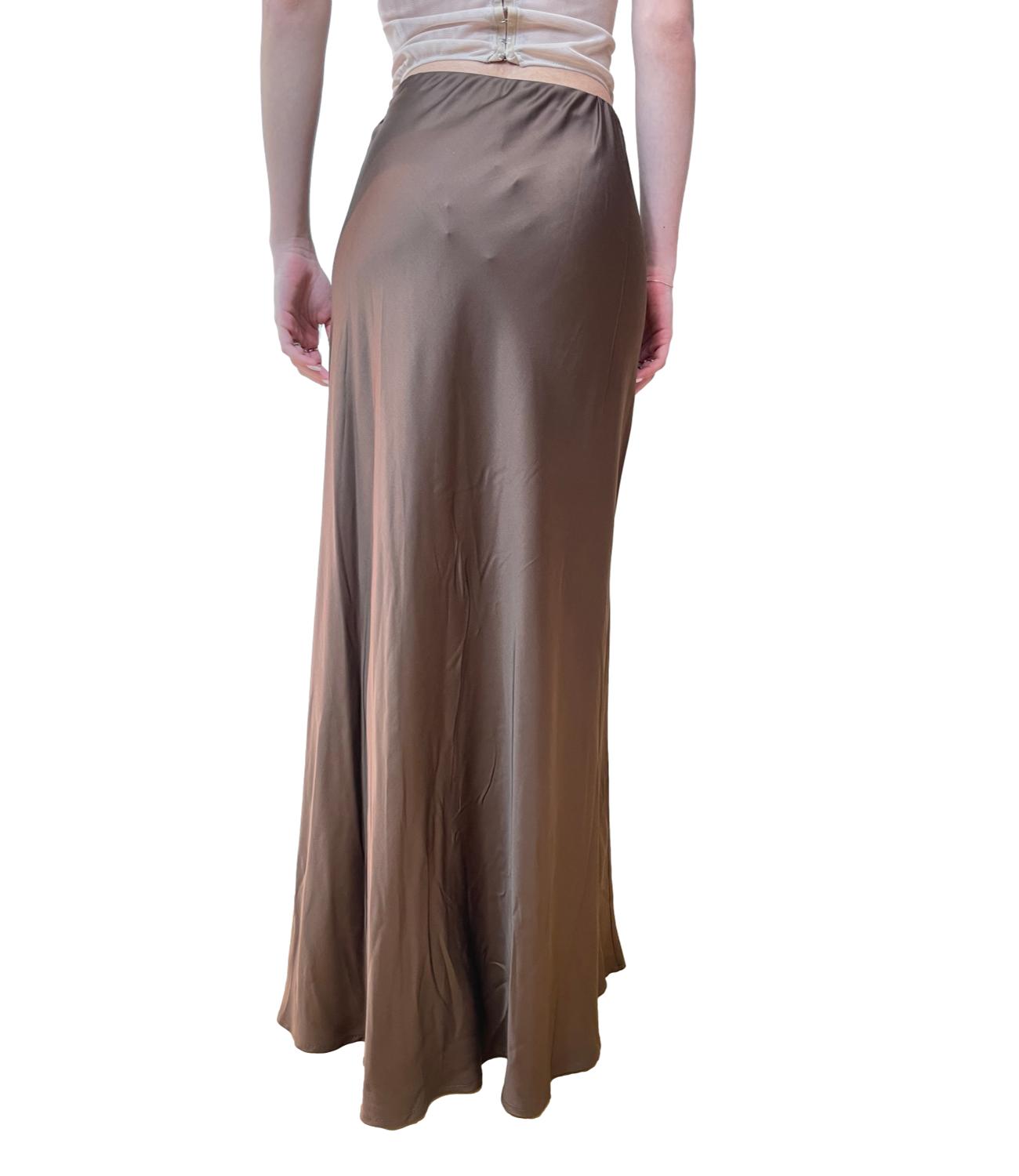 Vicolo gonna satin marrone donna