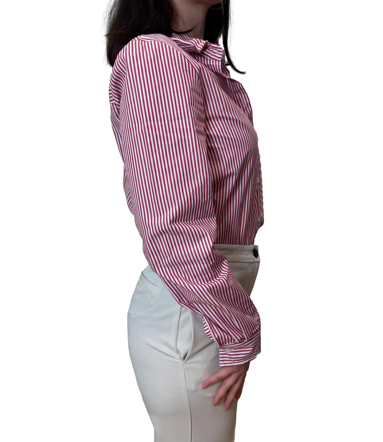 Vicolo camicia a righe rossa donna