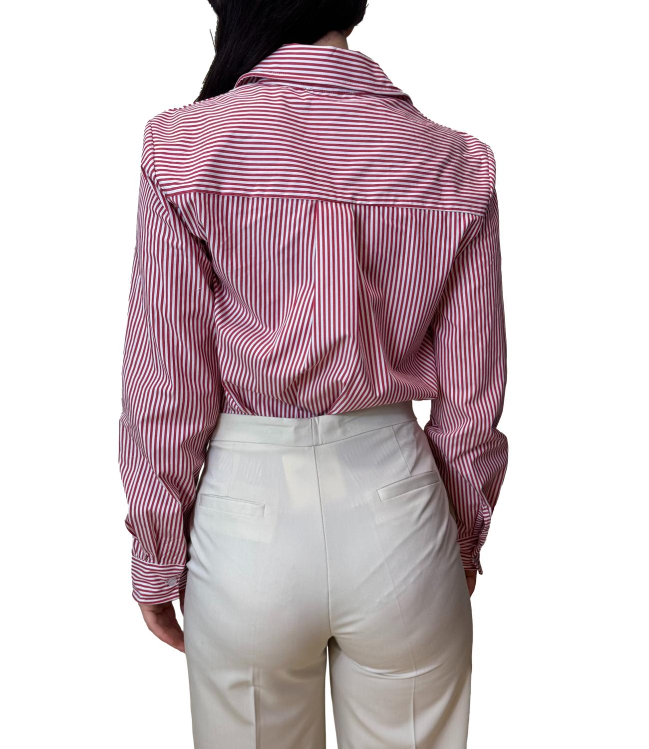 Vicolo camicia a righe rossa donna