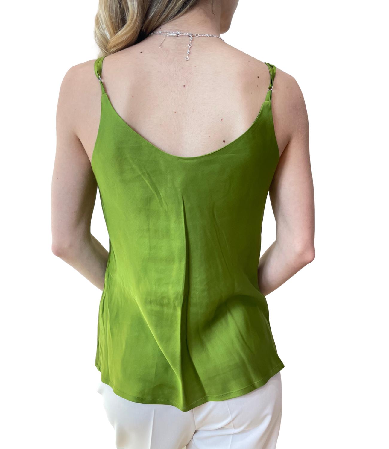 Vicolo canotta satin verde donna