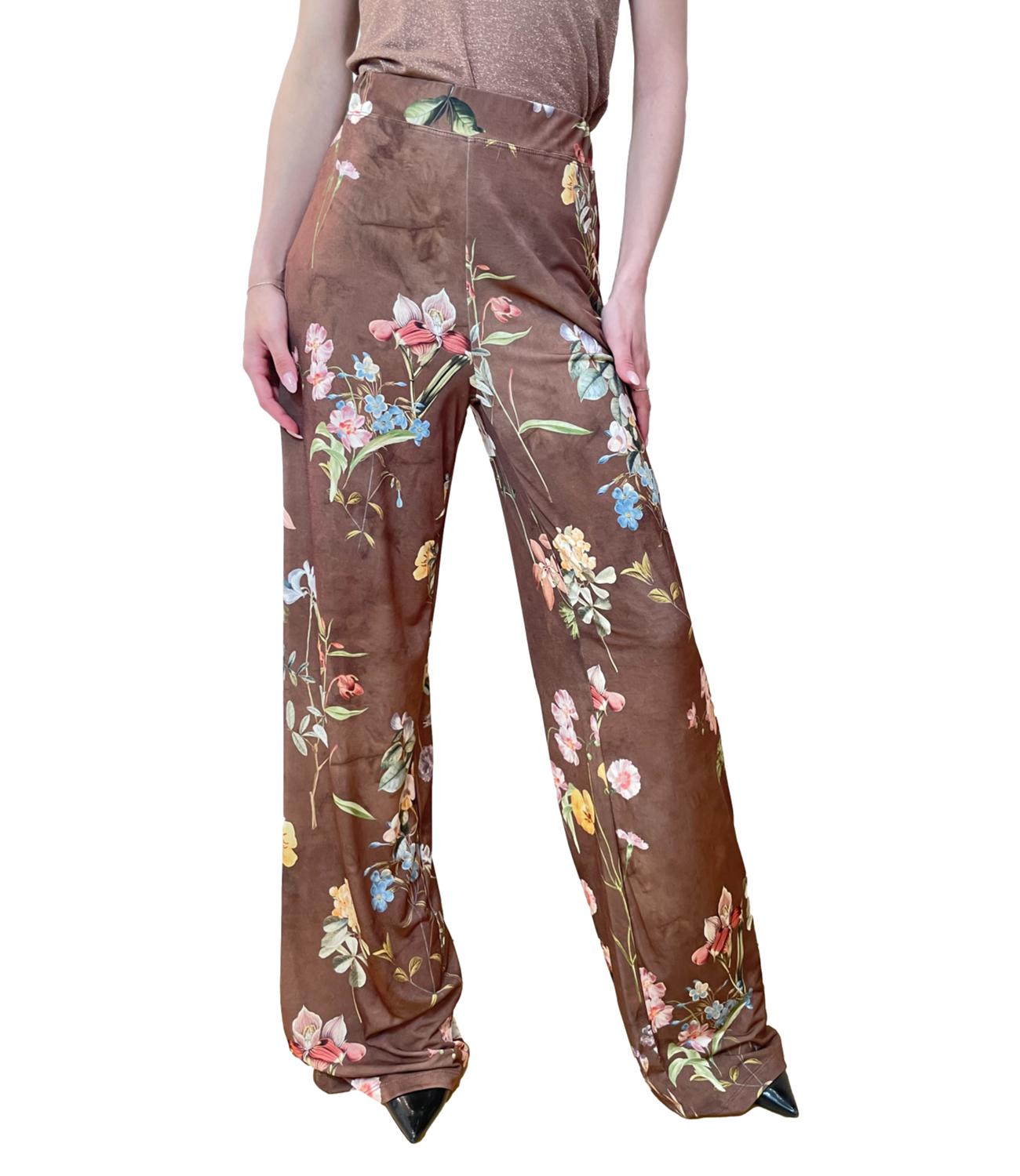 Vicolo pantalone marrone multicolor donna