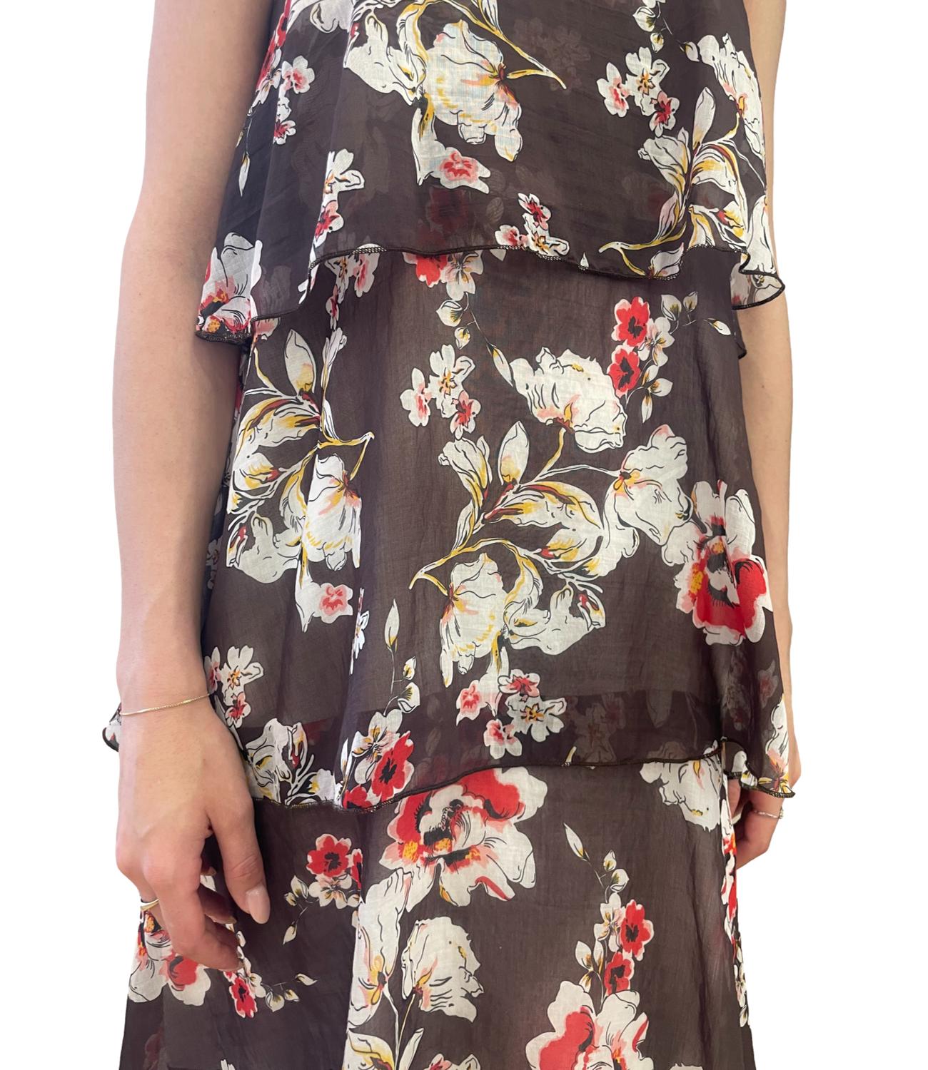 Vicolo abito marrone floreale donna