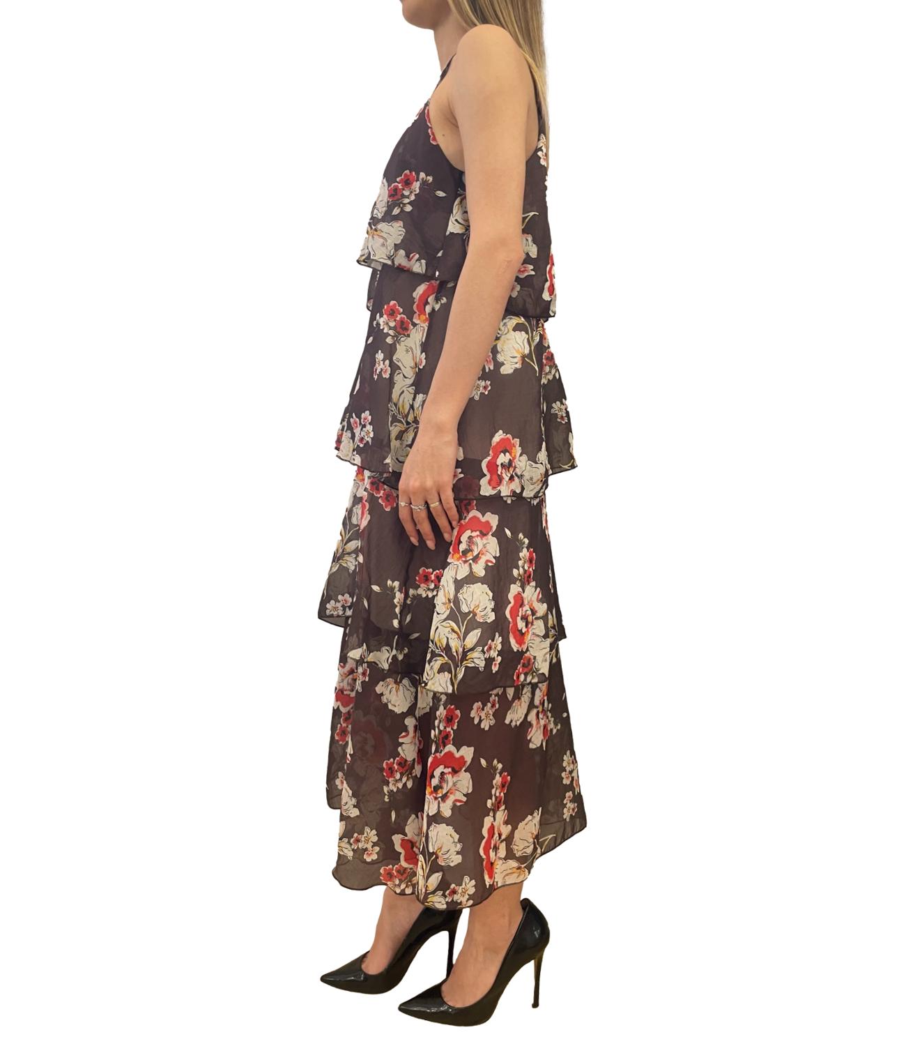 Vicolo abito marrone floreale donna