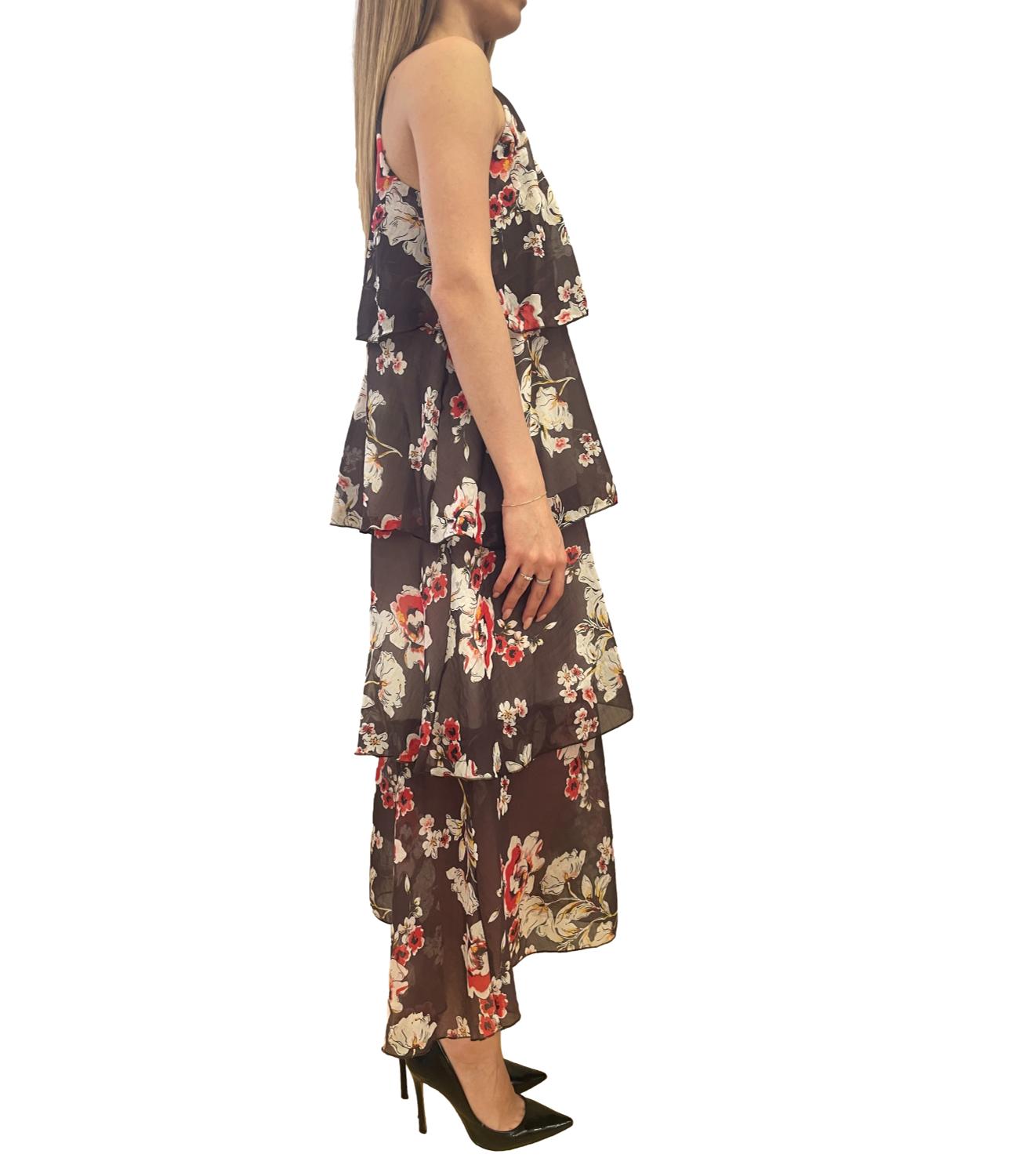 Vicolo abito marrone floreale donna