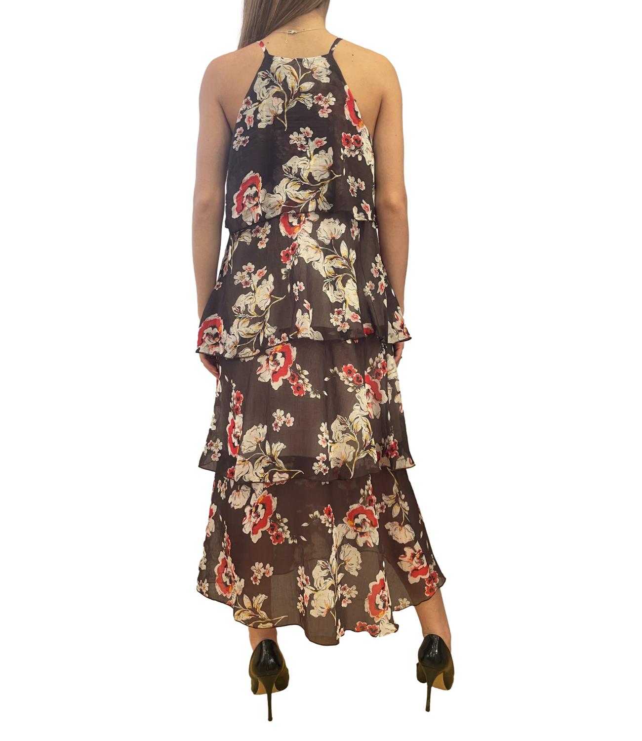 Vicolo abito marrone floreale donna