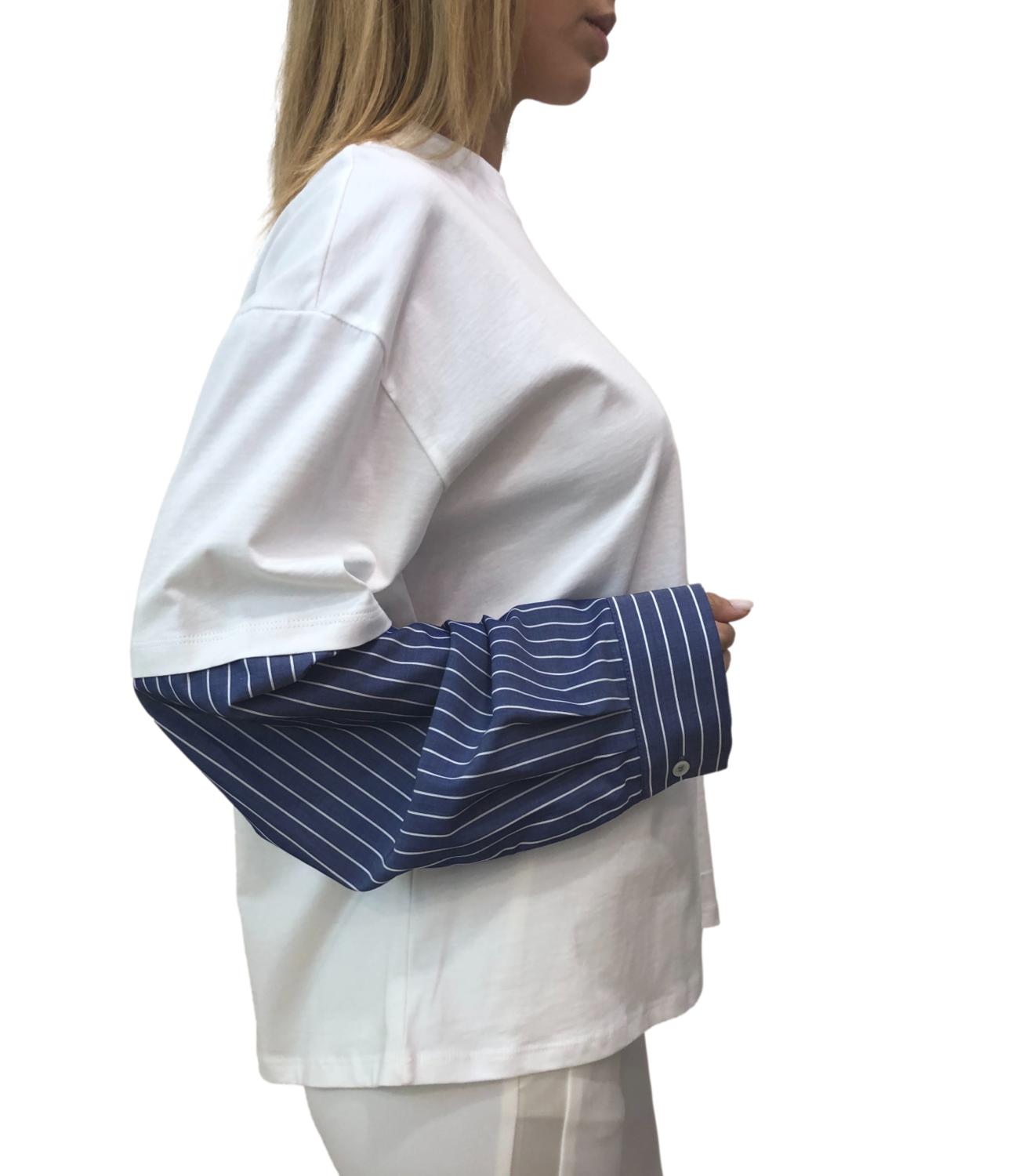 Vicolo T-shirt Righe Bianco/Blu Donna