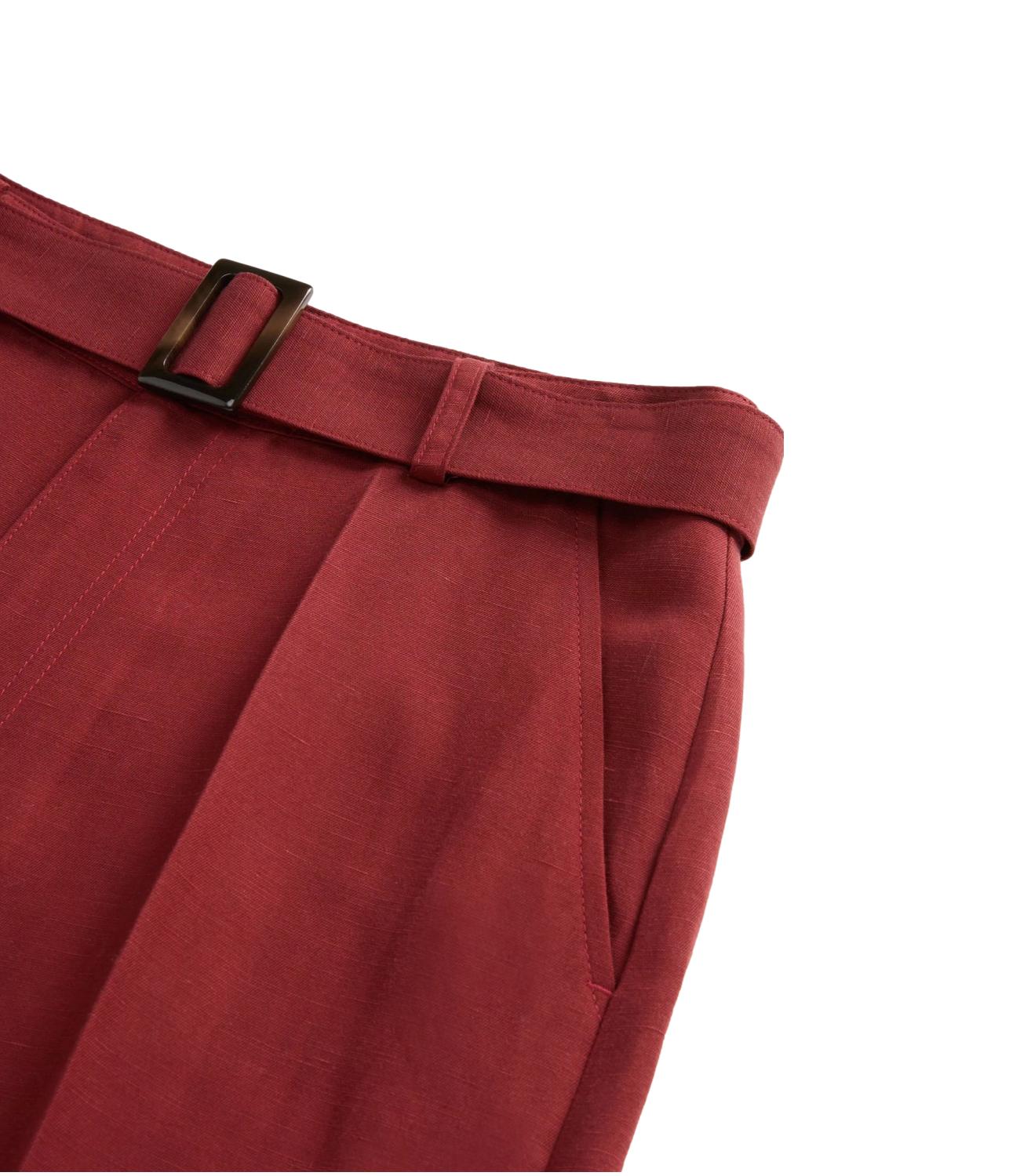 VISCOSE LINEN PANT madder brown
