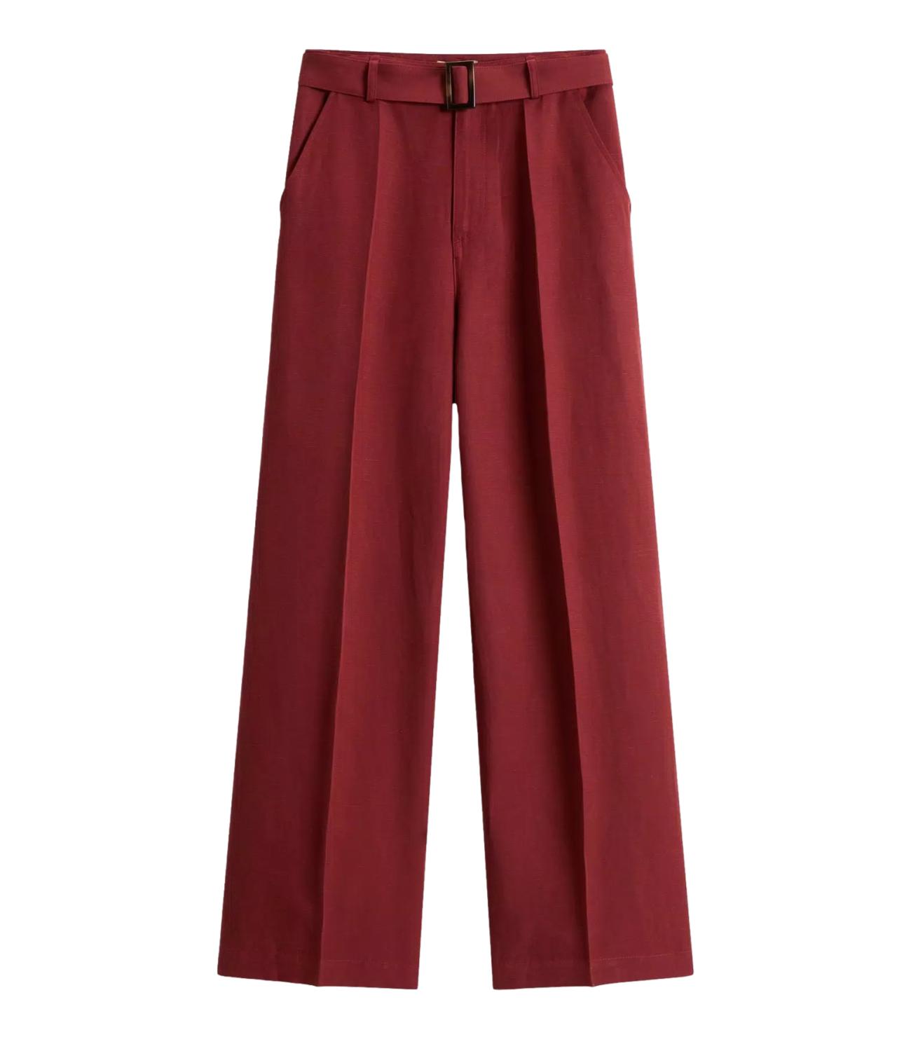 VISCOSE LINEN PANT madder brown