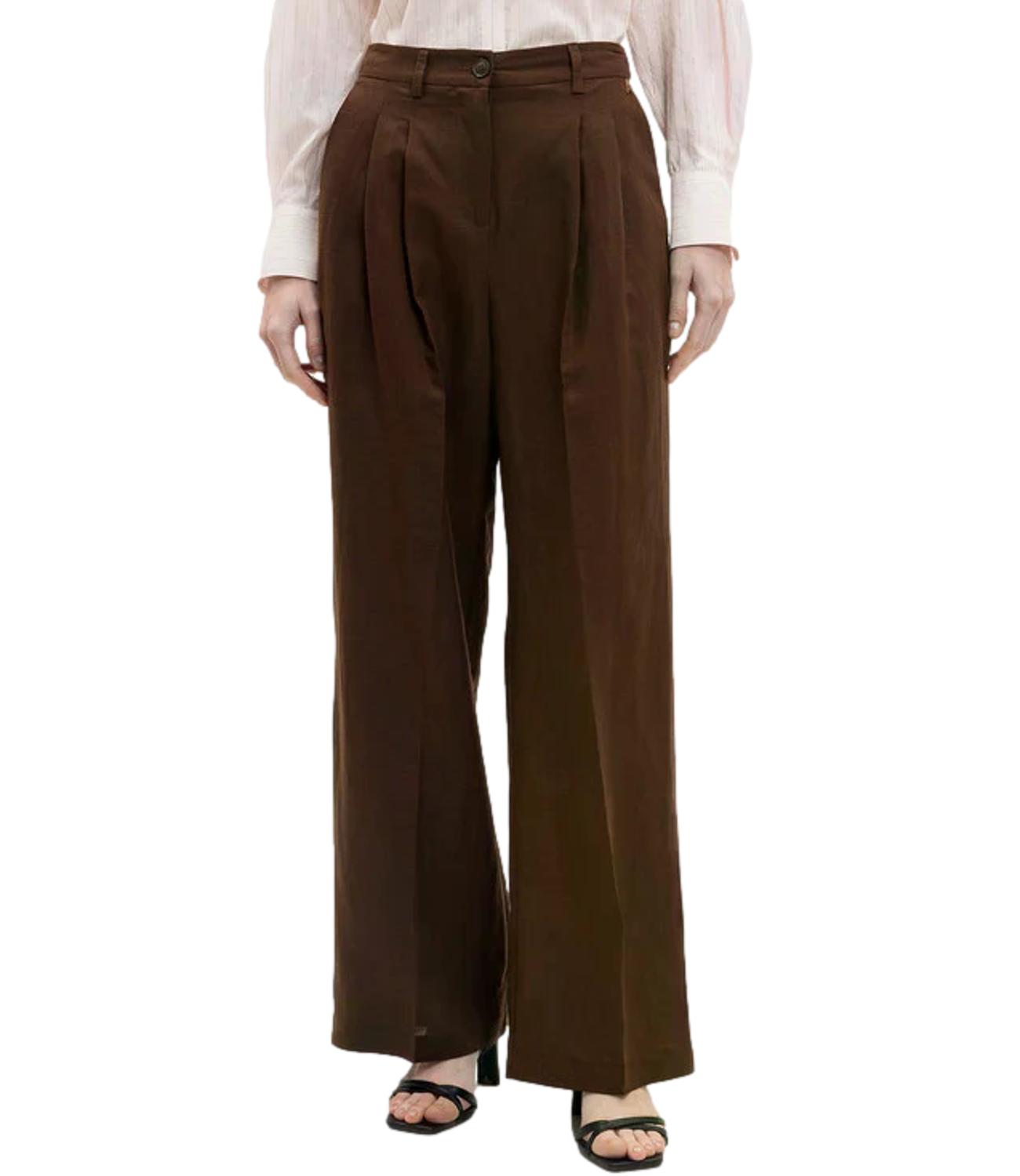 Actitude Twinset Pantalone Palazzo a Vita Alta cioccolate Donna
