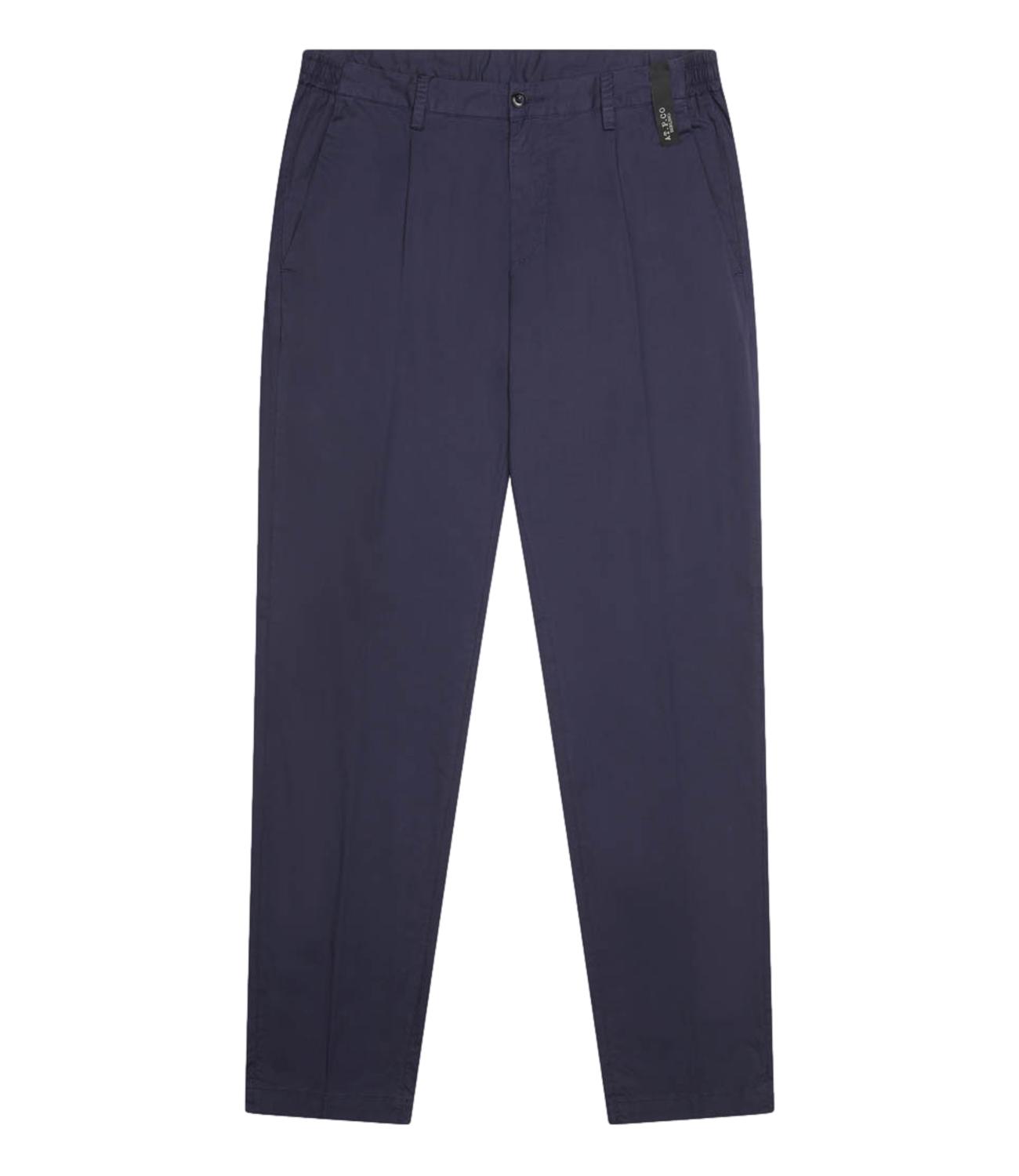 Pantalone laccio berlino cotone blu semi regolare