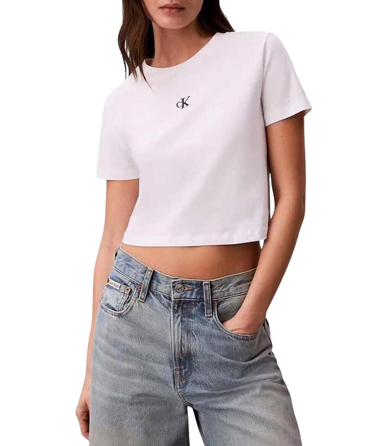 T-shirt Calvin Klein Jeans a maniche corte con mini logo centrale Bianca Donna