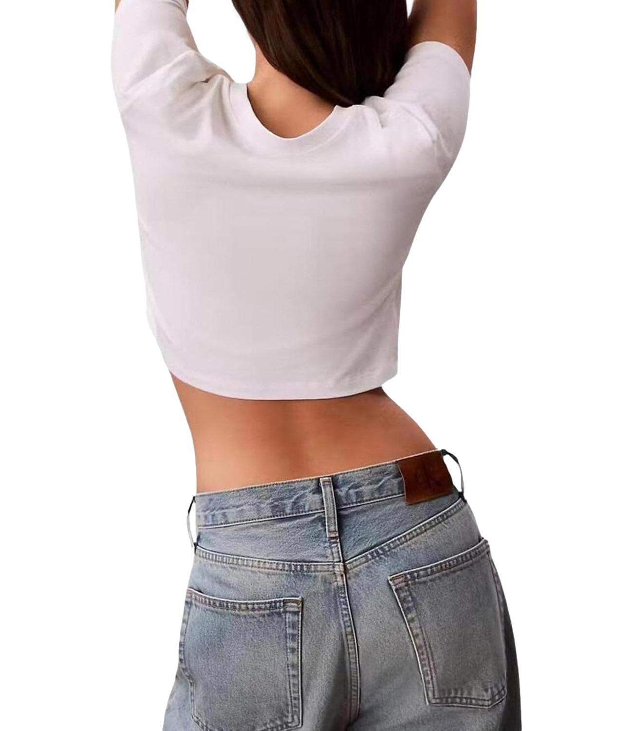 T-shirt Calvin Klein Jeans a maniche corte con mini logo centrale Bianca Donna