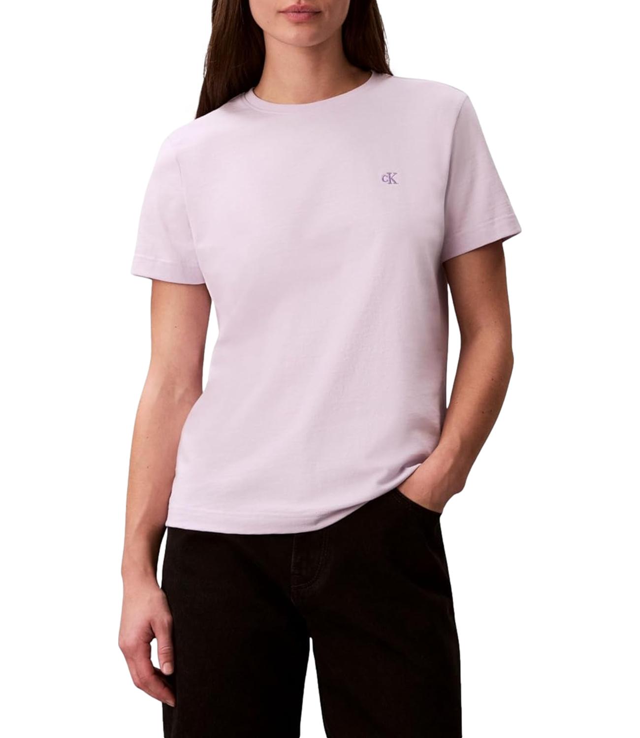 T-shirt Calvin Klein Jeans a maniche corte con mini logo ricamato Lilla Donna