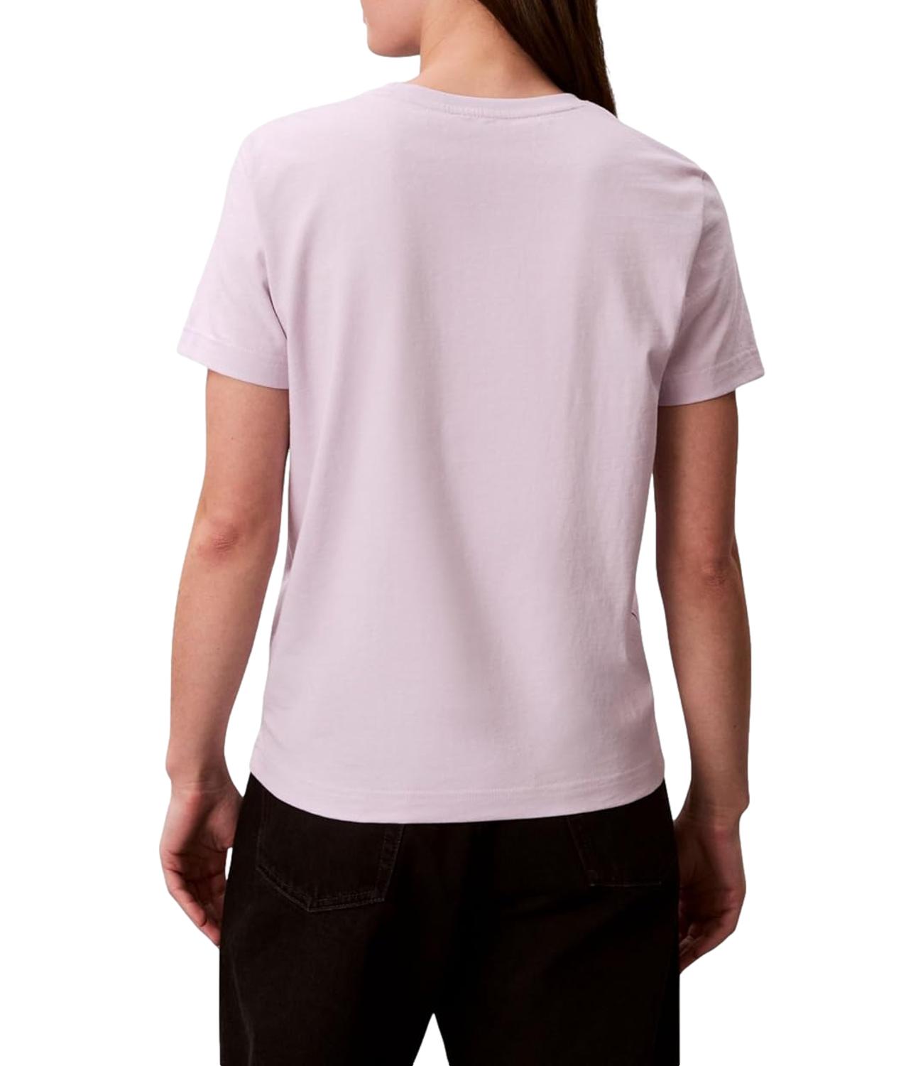 T-shirt Calvin Klein Jeans a maniche corte con mini logo ricamato Lilla Donna