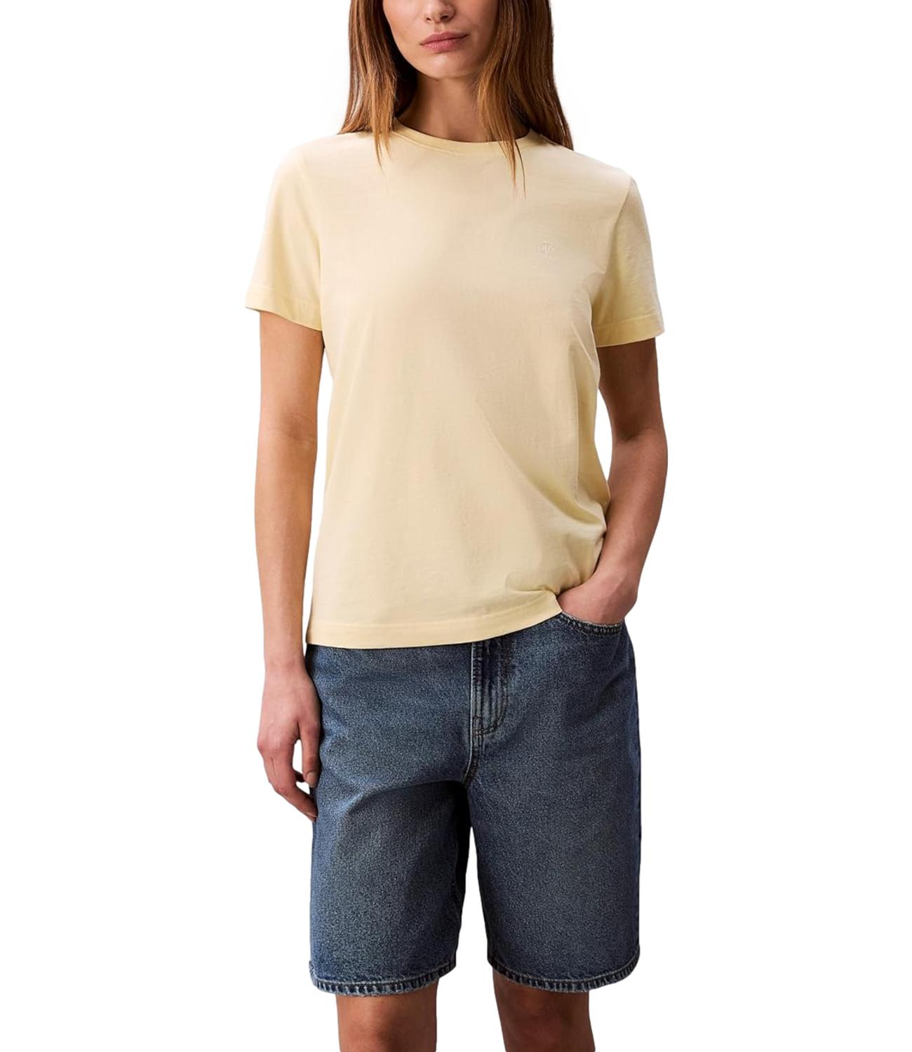 T-shirt Calvin Klein Jeans a maniche corte con mini logo tono su tono Giallo Donna