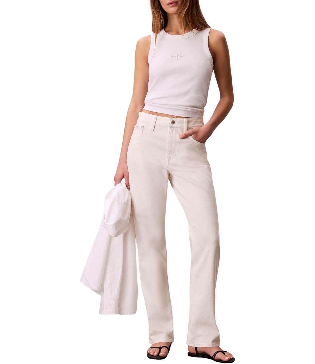 Jeans Calvin Klein a gamba dritta a vita media Bianco Donna