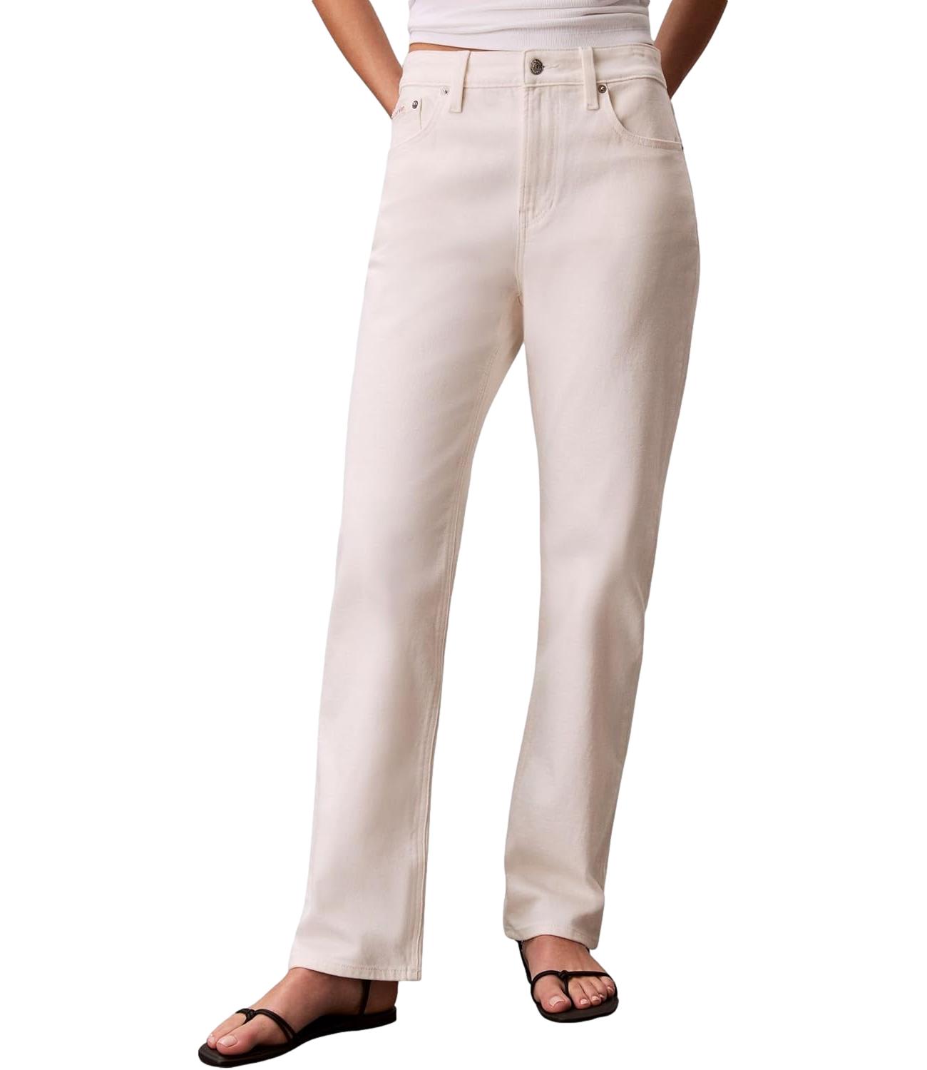Jeans Calvin Klein a gamba dritta a vita media Bianco Donna