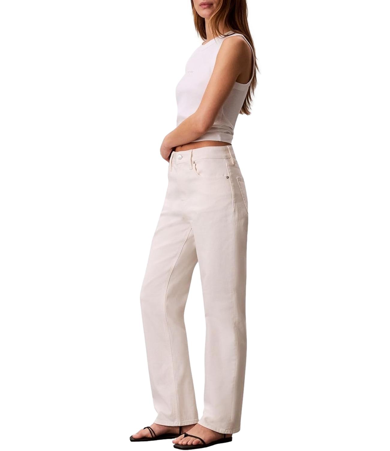 Jeans Calvin Klein a gamba dritta a vita media Bianco Donna
