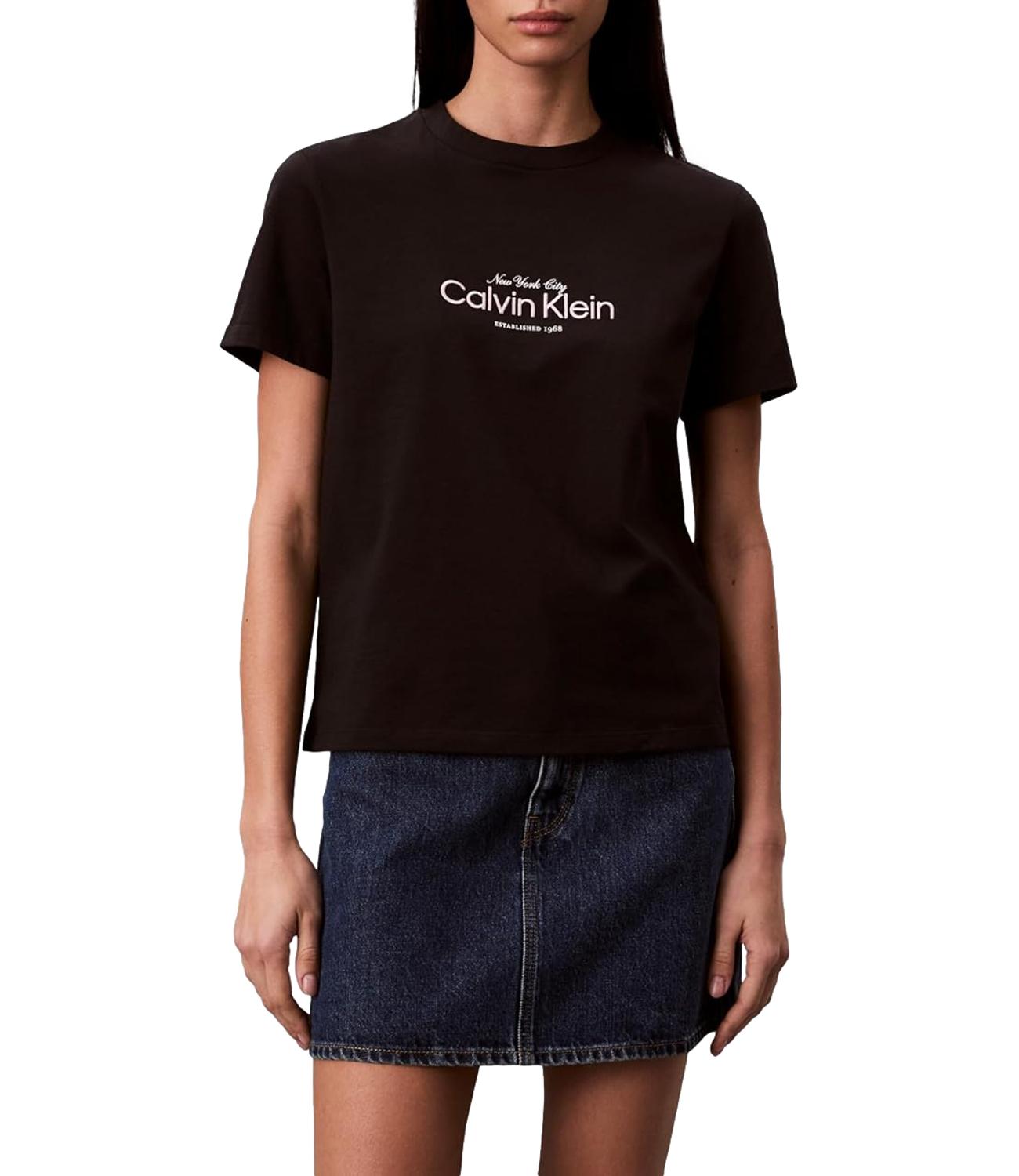 T-shirt Calvin Klein Jeans a maniche corte con logo "New York City" Nero Donna