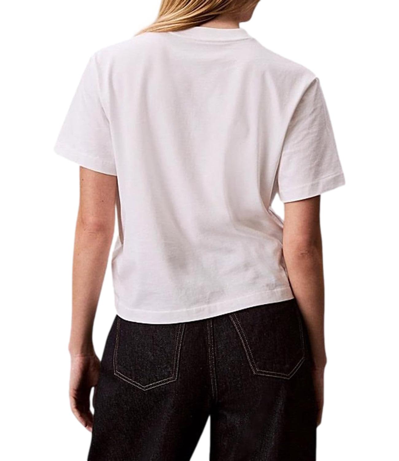 T-shirt Calvin Klein Jeans a maniche corte con logo script ricamato Bianco Donna