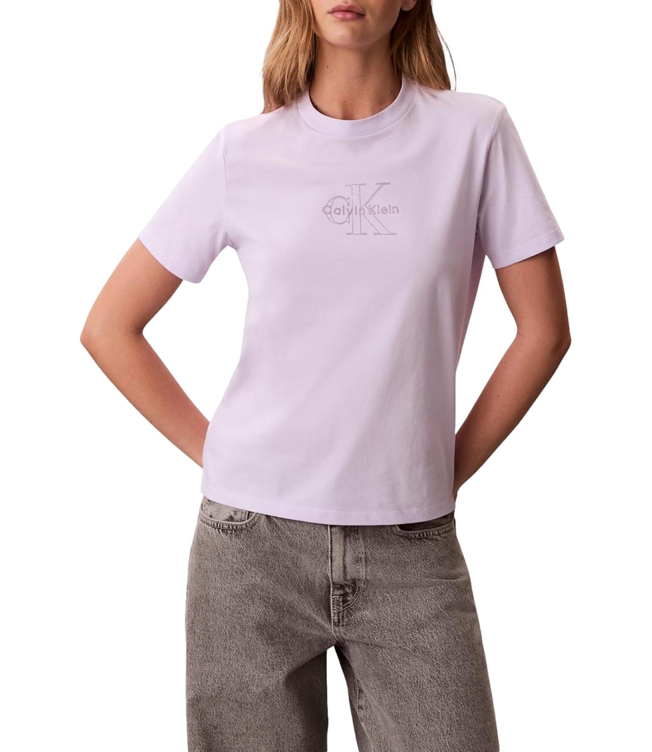 T-shirt Calvin Klein Jeans a maniche corte con logo monogramma centrale Lilla Donna