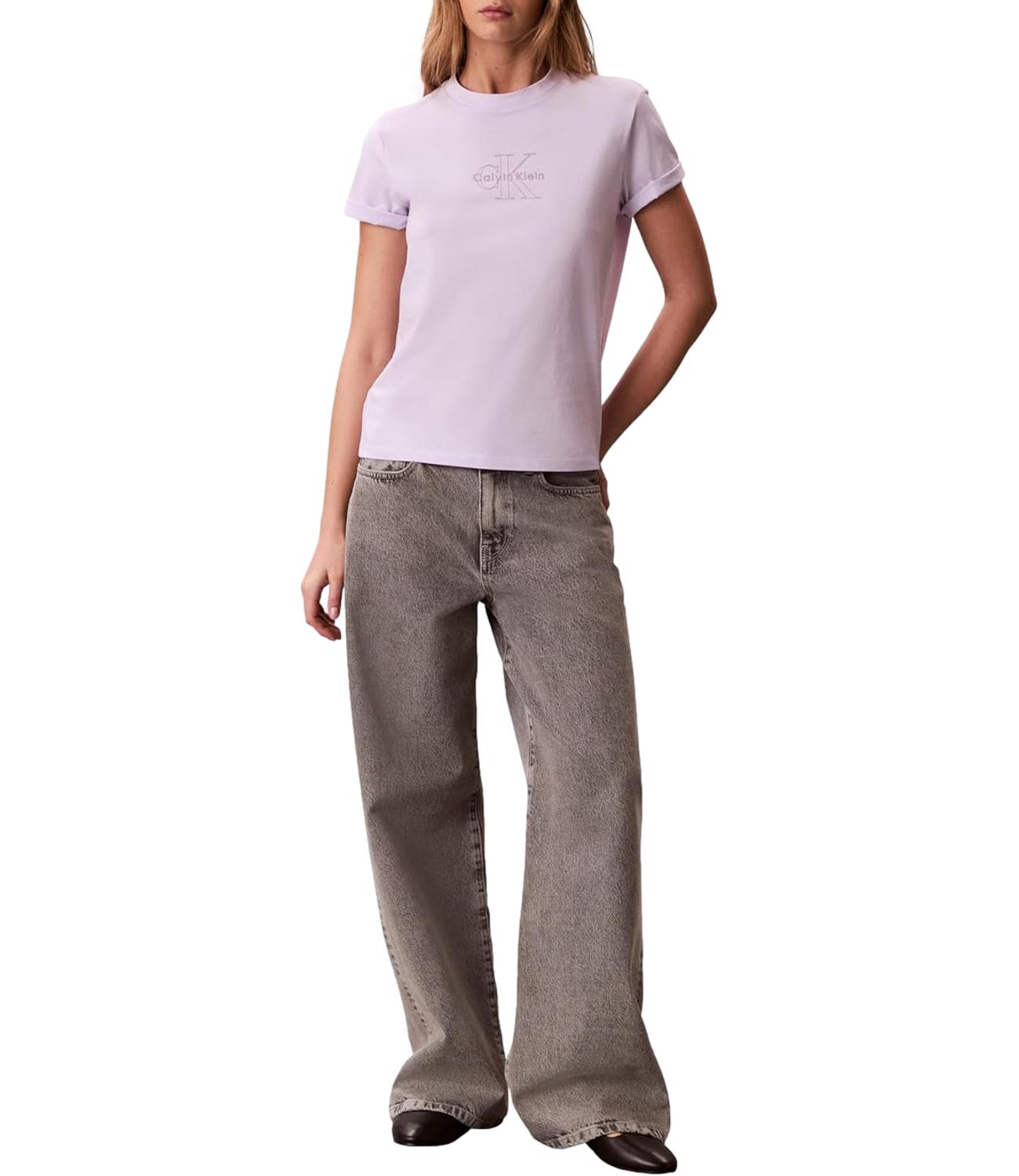 T-shirt Calvin Klein Jeans a maniche corte con logo monogramma centrale Lilla Donna