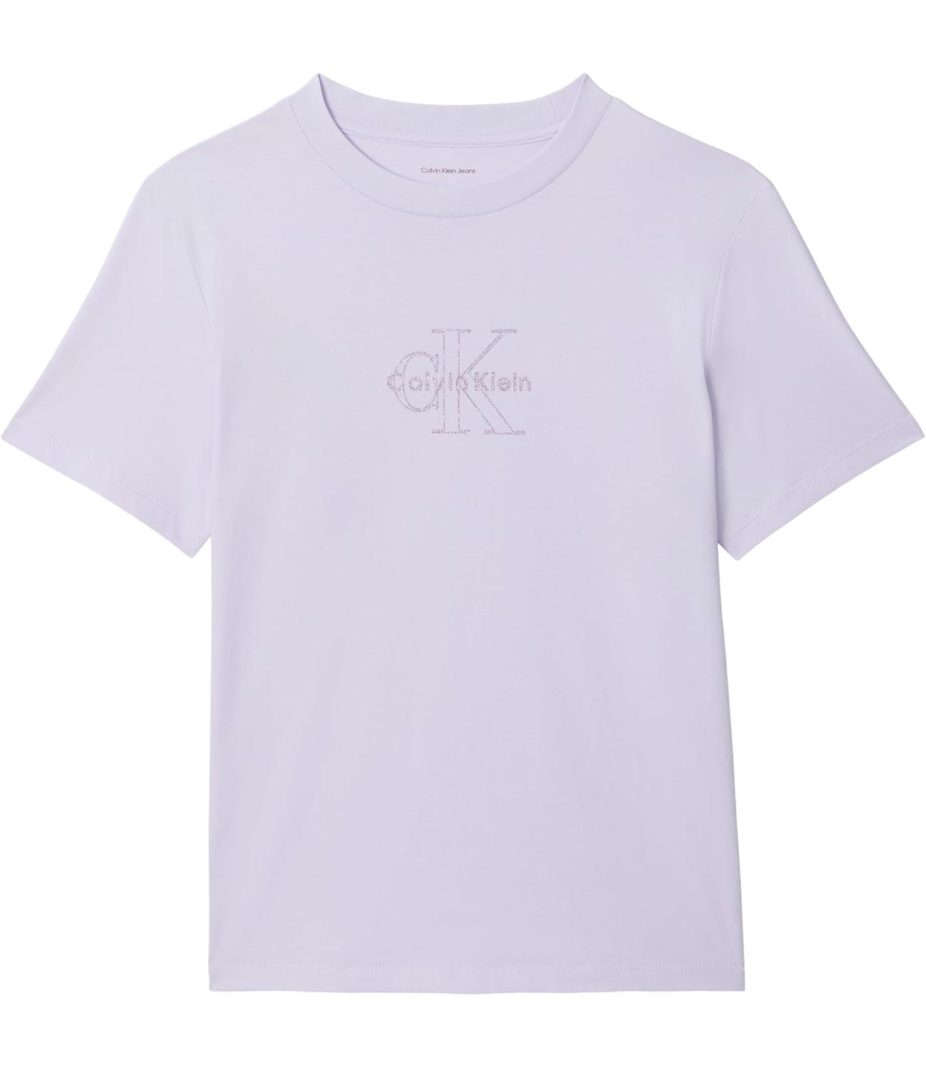 T-shirt Calvin Klein Jeans a maniche corte con logo monogramma centrale Lilla Donna