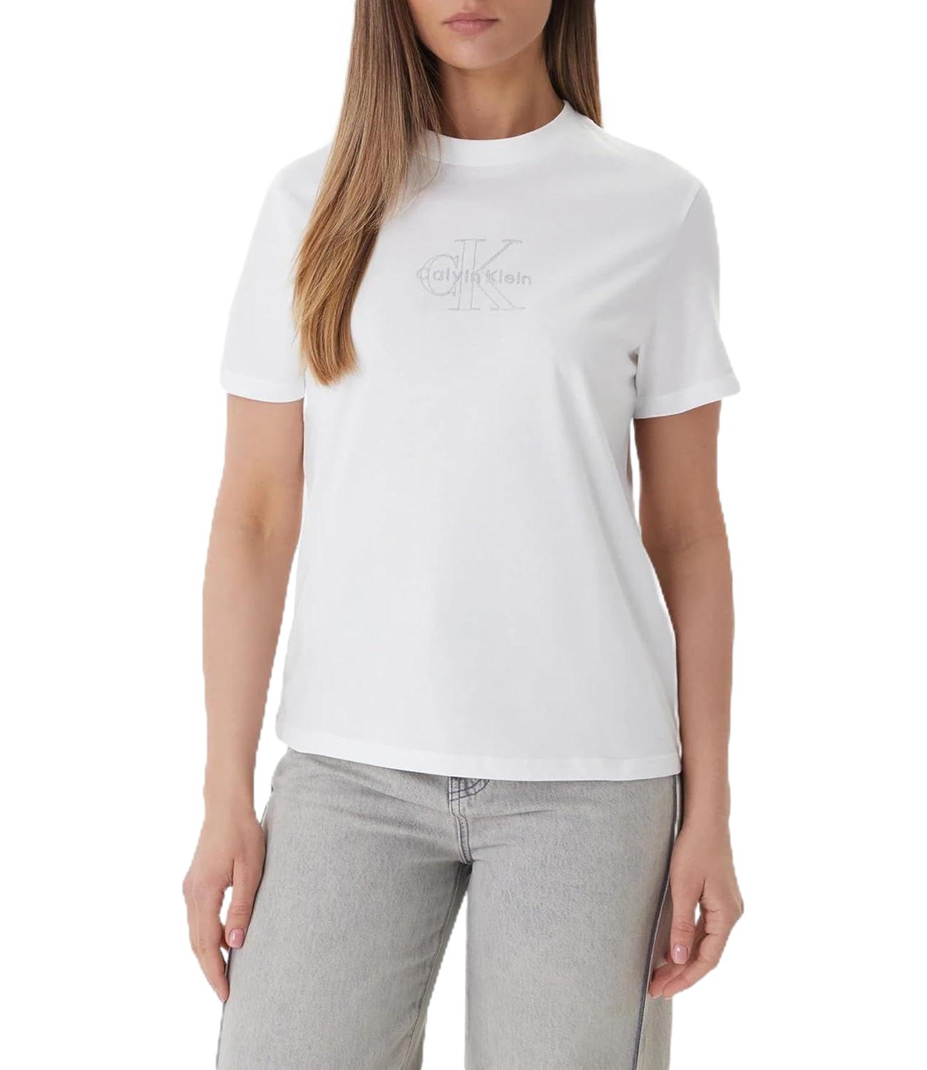 T-shirt Calvin Klein Jeans a maniche corte con logo monogramma centrale Bianca Donna