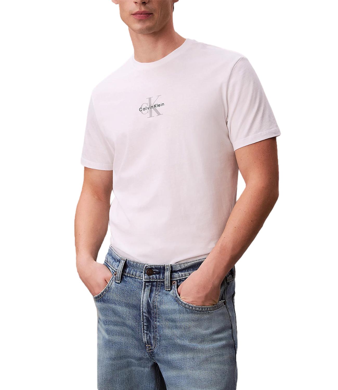 Calvin Klein tshirt uomo yaf bright white logo centrale