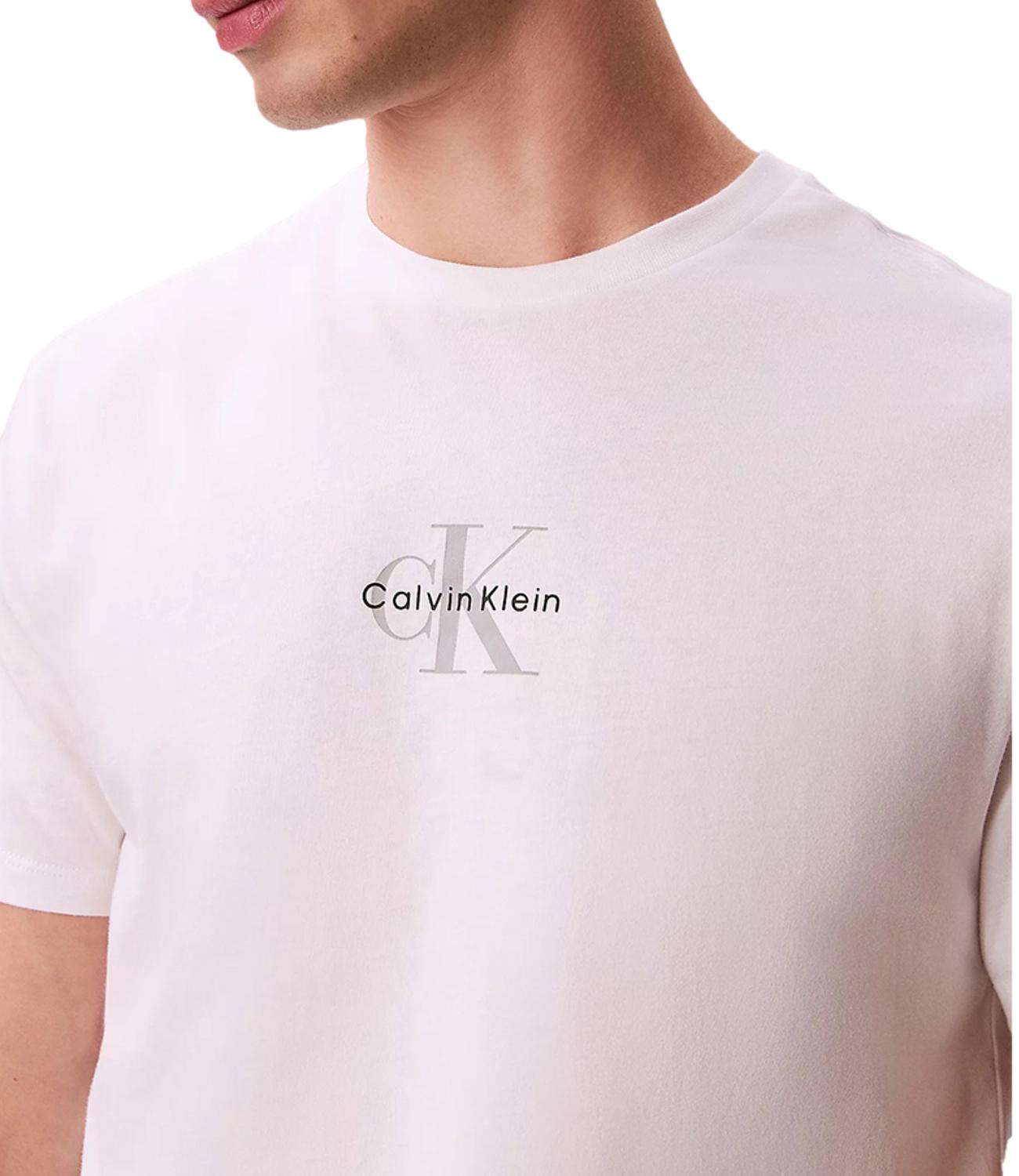Calvin Klein tshirt uomo yaf bright white logo centrale