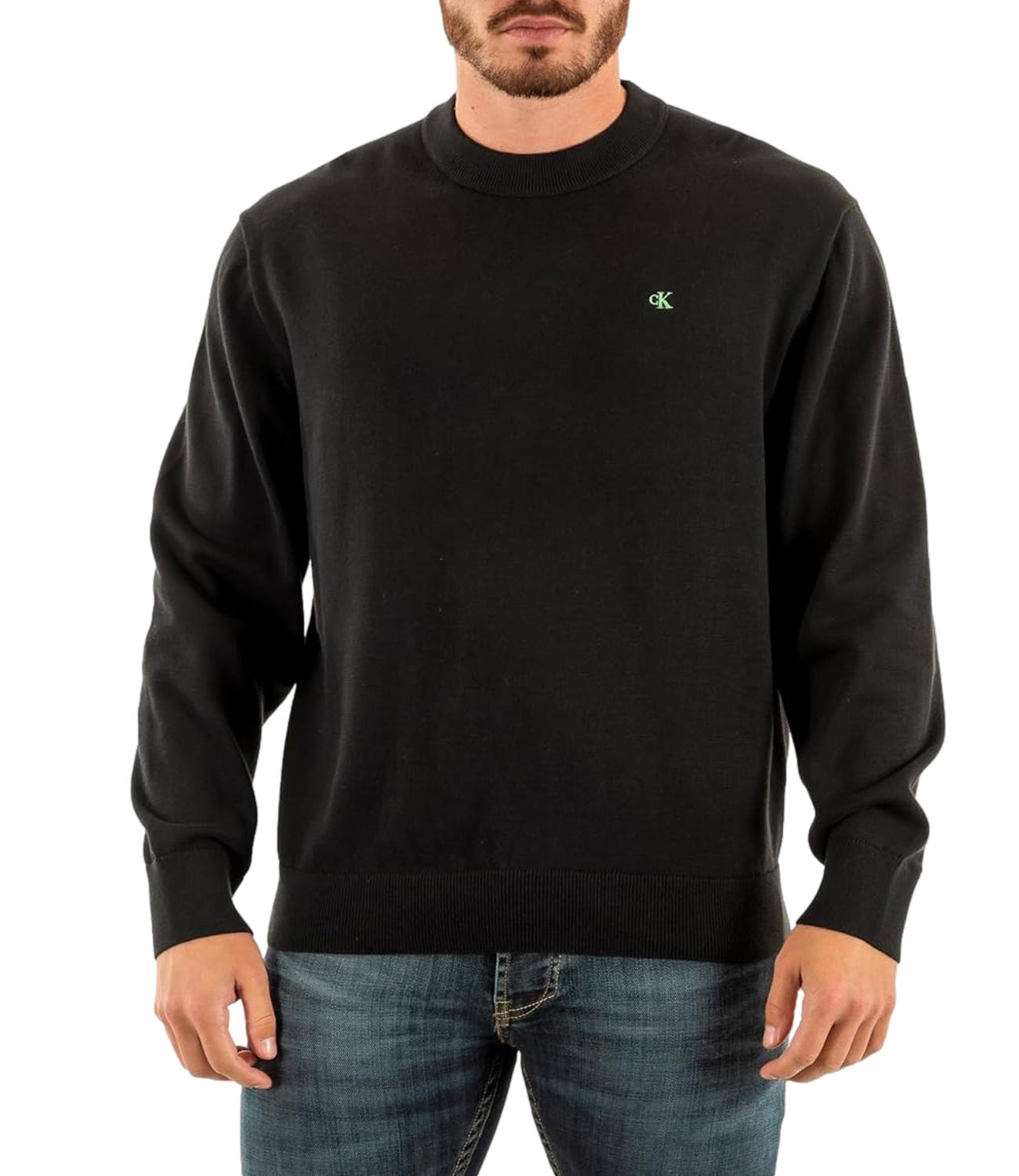Felpa Calvin Klein a girocollo con mini logo ricamato Nero Uomo
