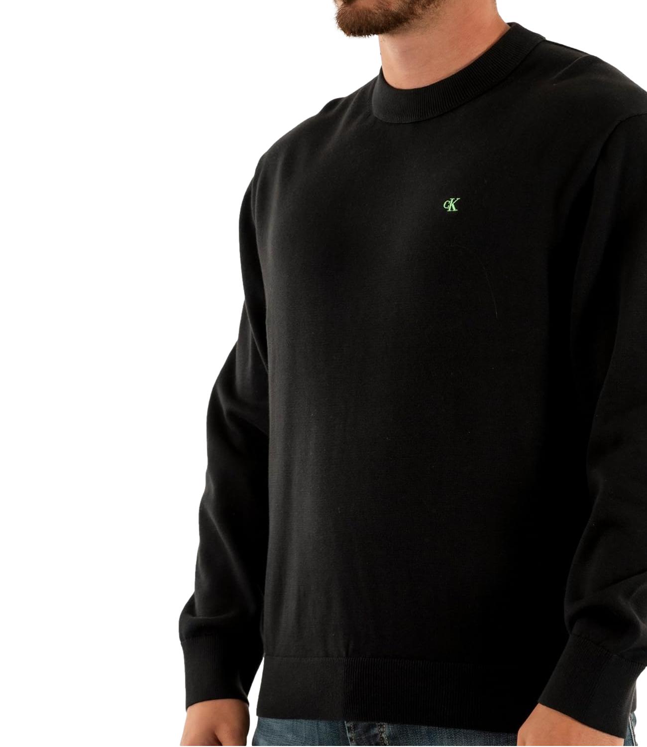 Felpa Calvin Klein a girocollo con mini logo ricamato Nero Uomo