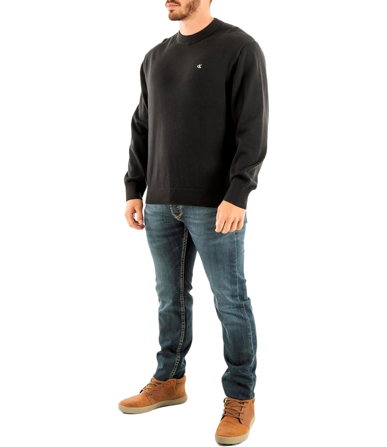 Felpa Calvin Klein a girocollo con mini logo ricamato Nero Uomo