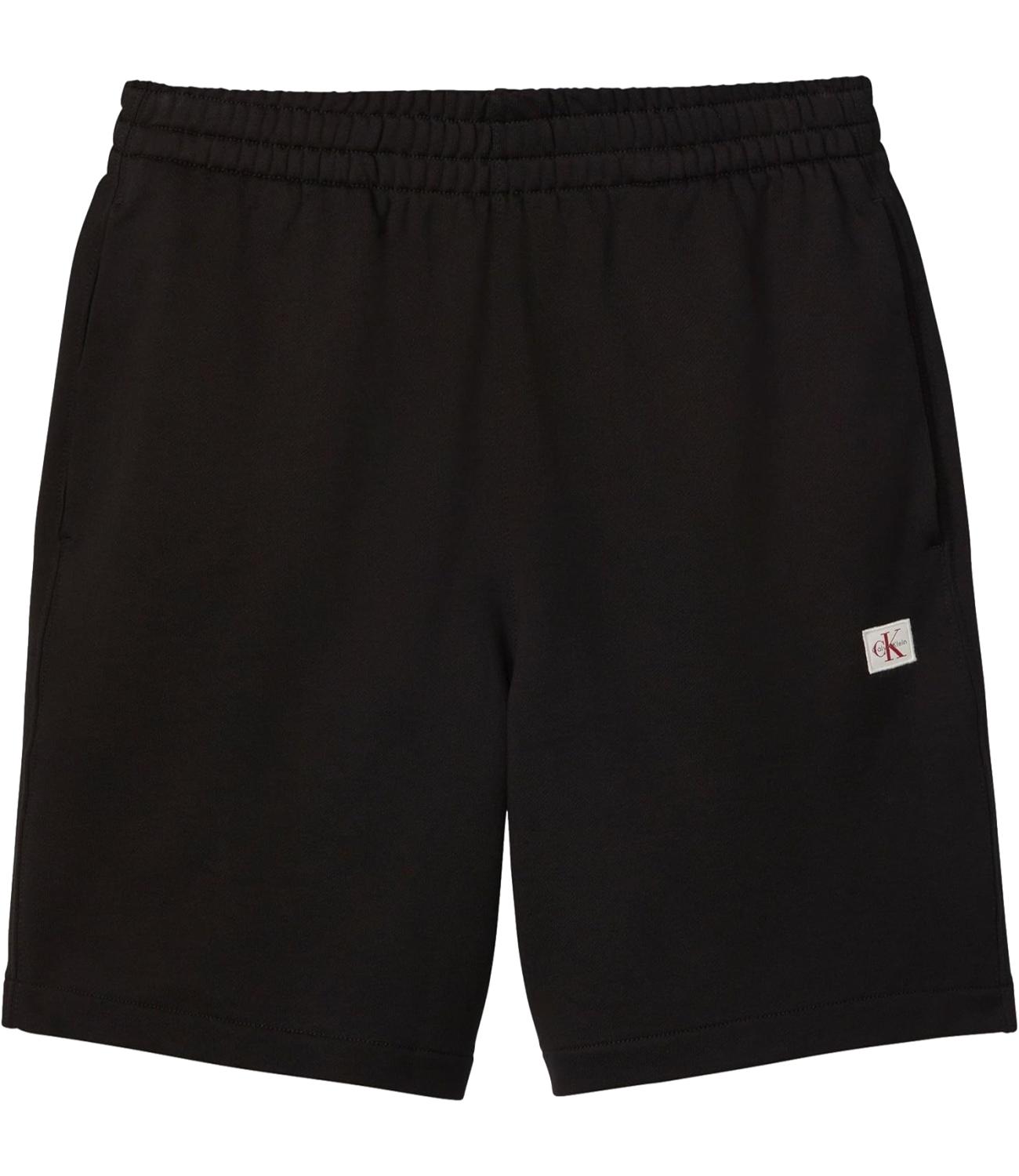 Bermuda Calvin Klein Jeans in felpa con patch logo Nero Uomo