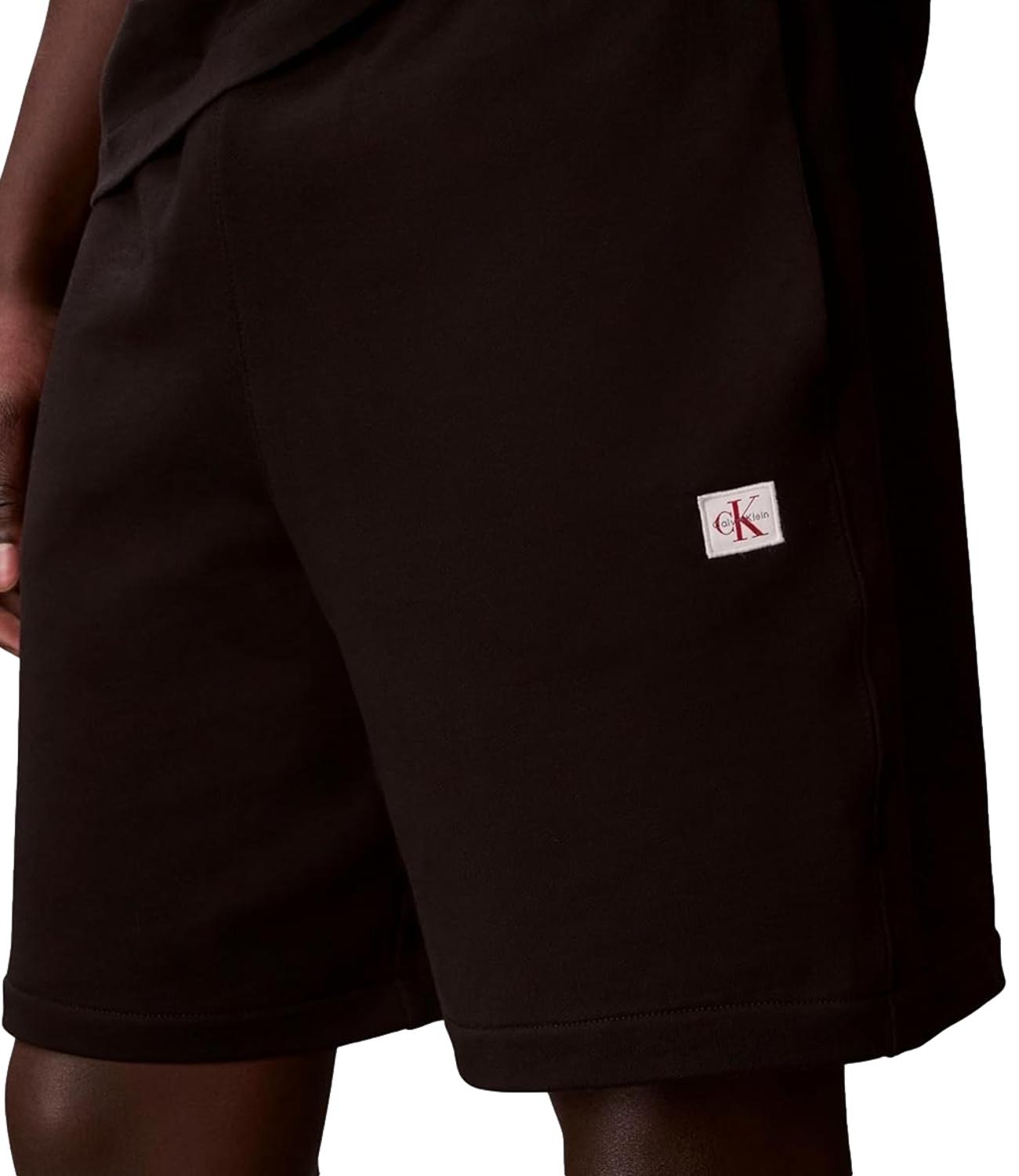 Bermuda Calvin Klein Jeans in felpa con patch logo Nero Uomo
