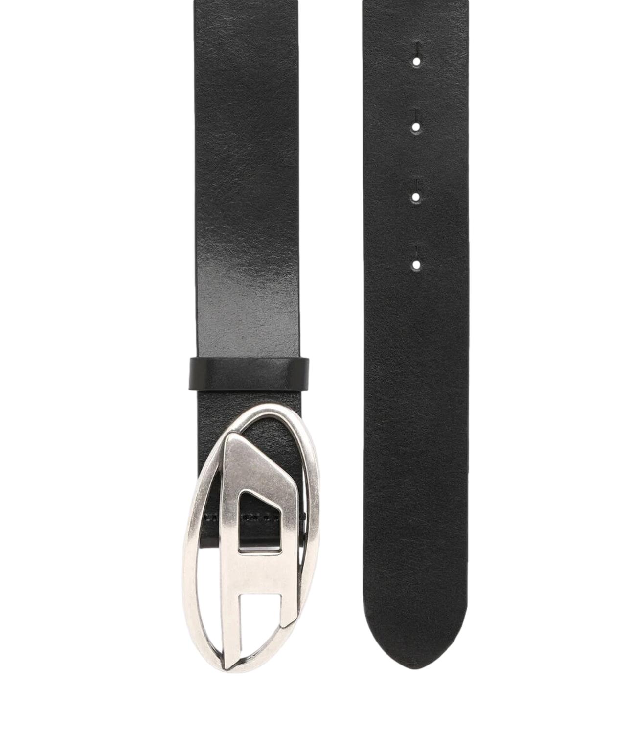 Cintura Diesel nera logo D