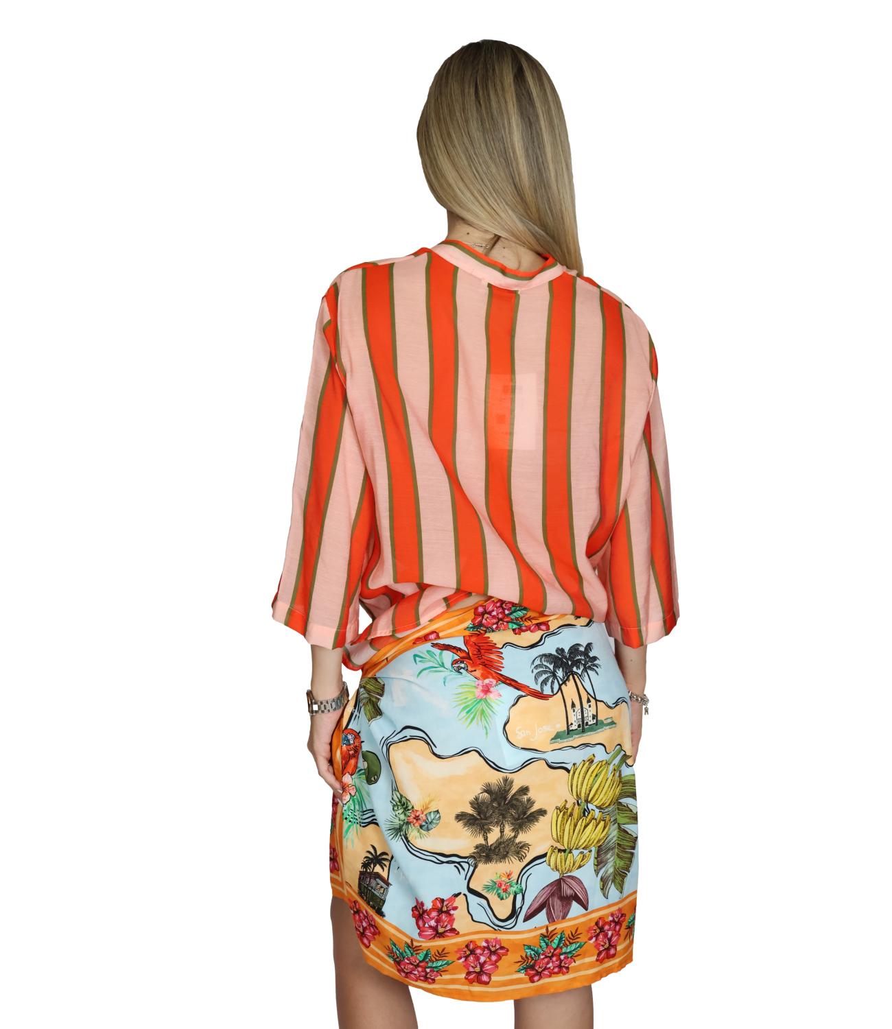 Dixie Camicia Riga Arancio Donna
