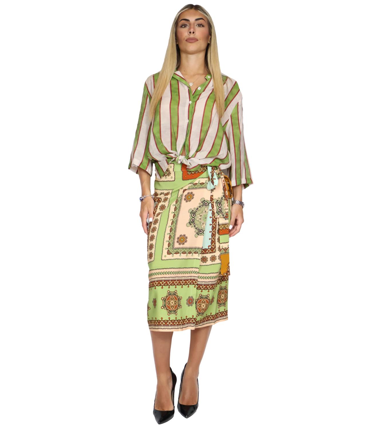 Dixie Camicia Riga Verde Donna