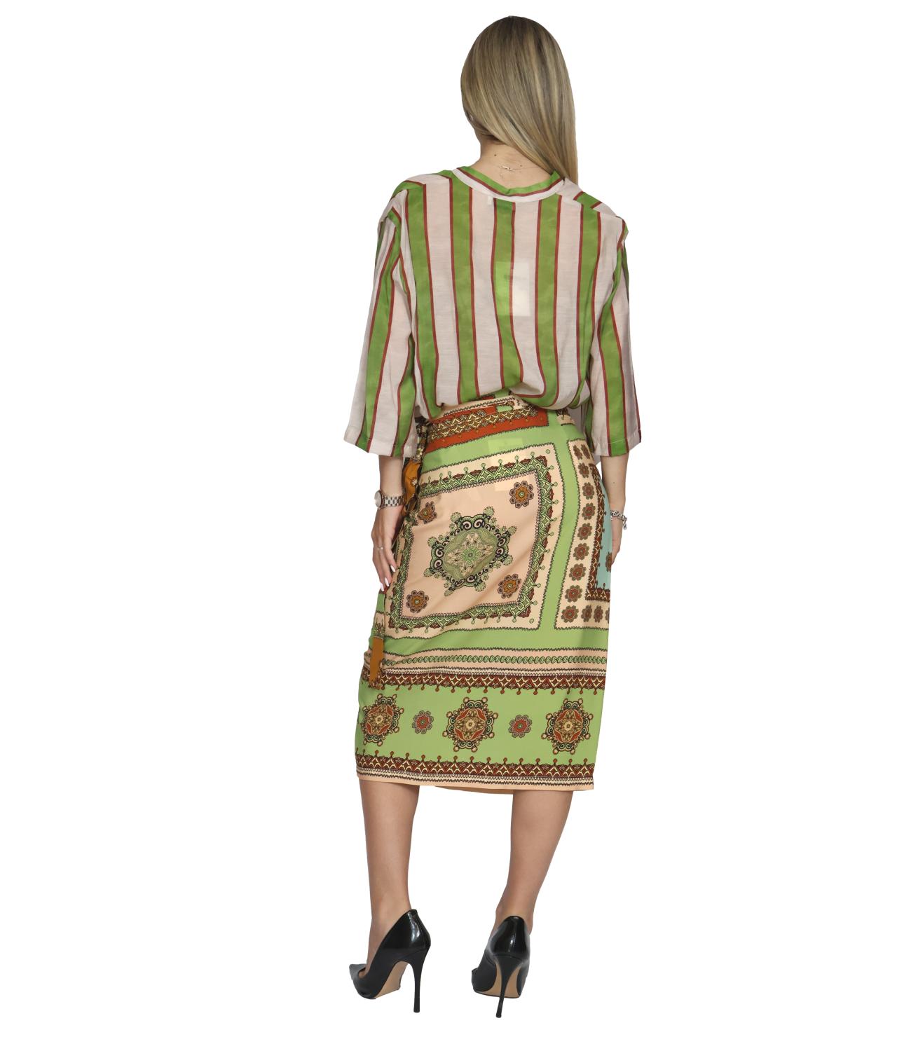 Dixie Camicia Riga Verde Donna