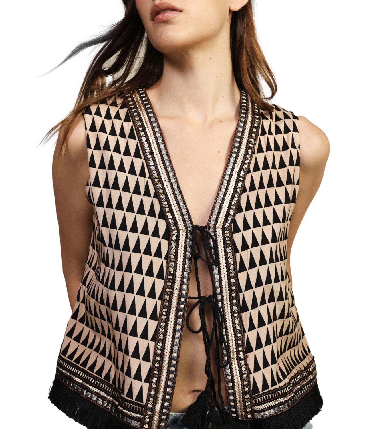 Dixie Gilet Beige/Nero Donna