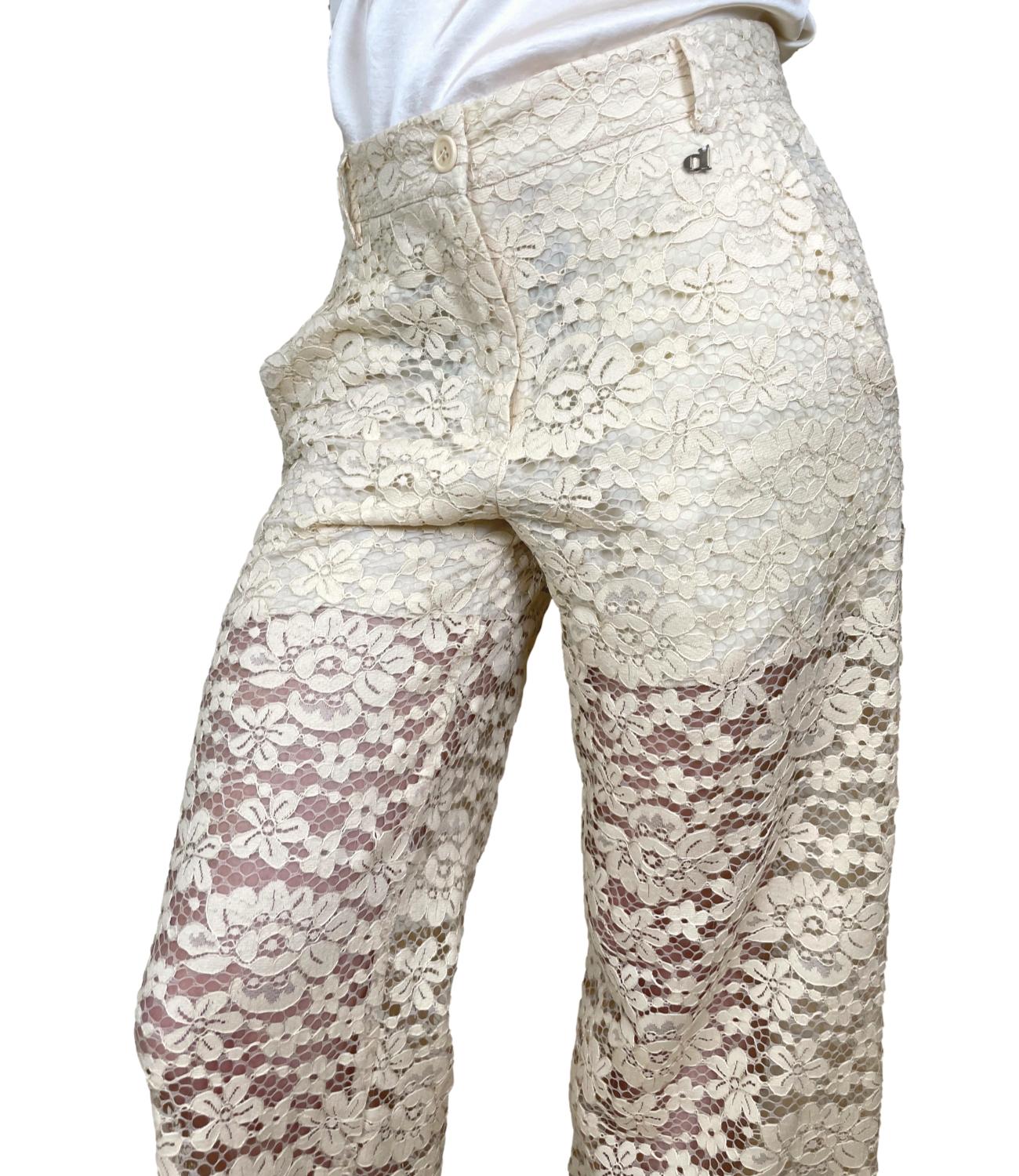 Dixie Pantalone Pizzo Panna Donna