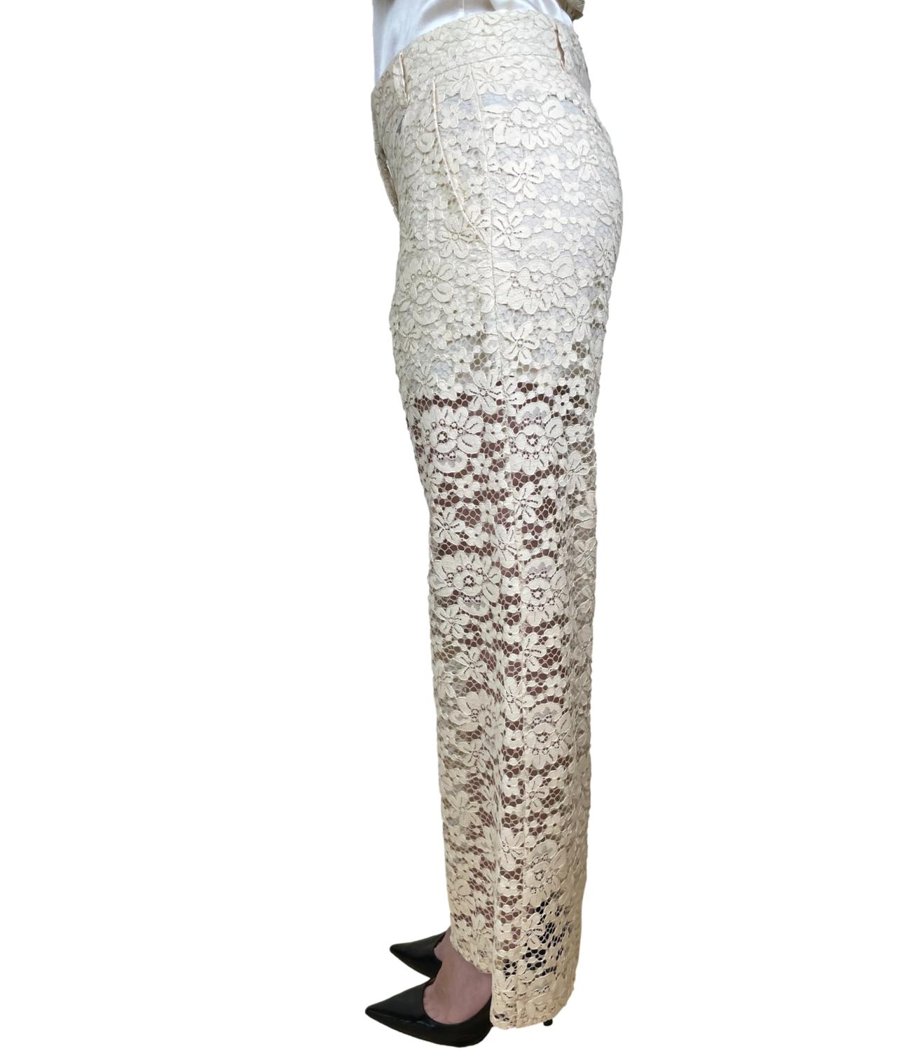Dixie Pantalone Pizzo Panna Donna