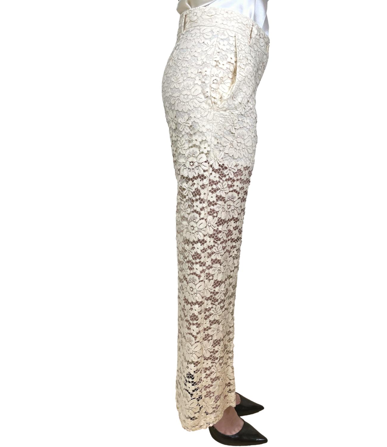 Dixie Pantalone Pizzo Panna Donna