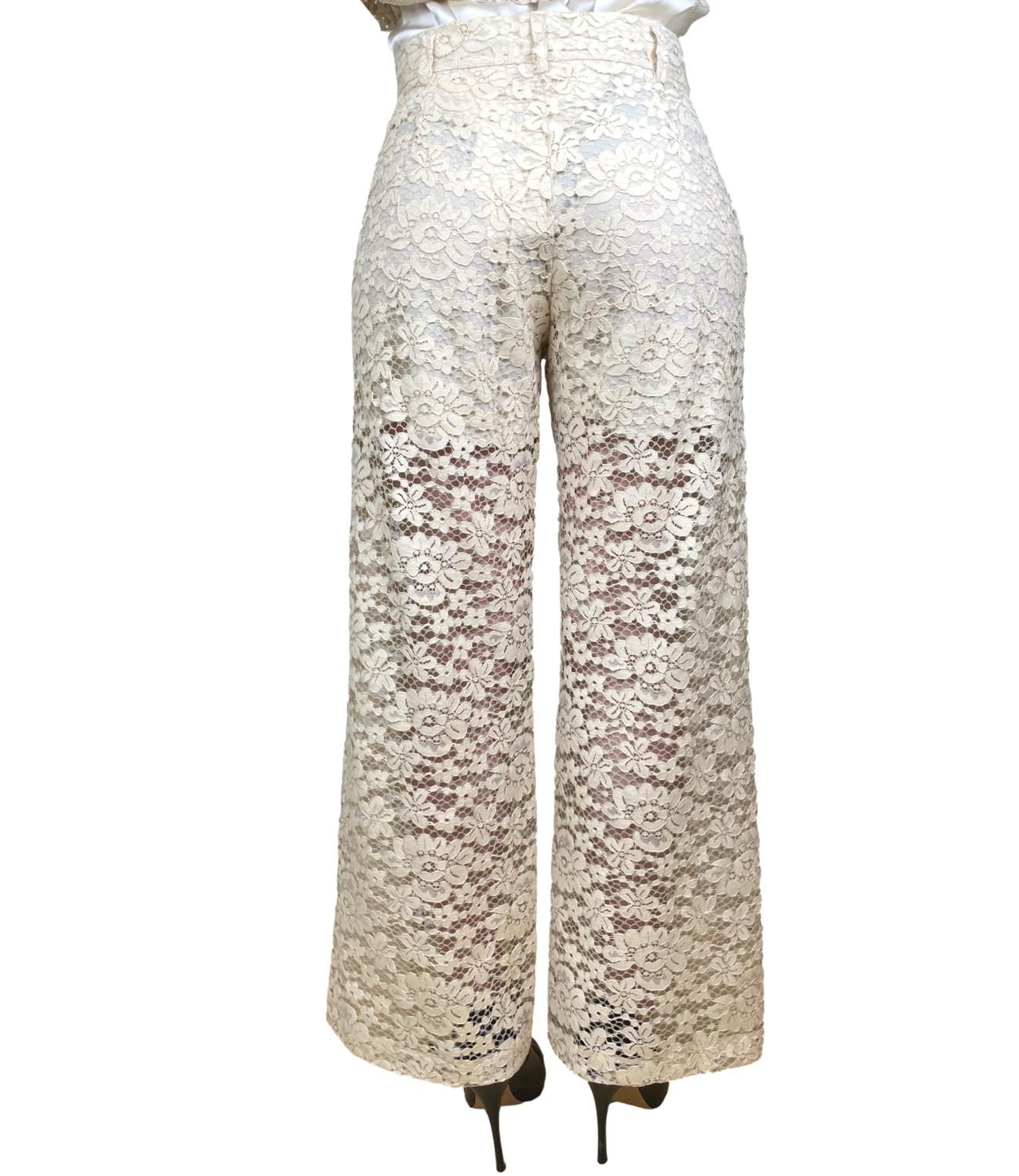 Dixie Pantalone Pizzo Panna Donna